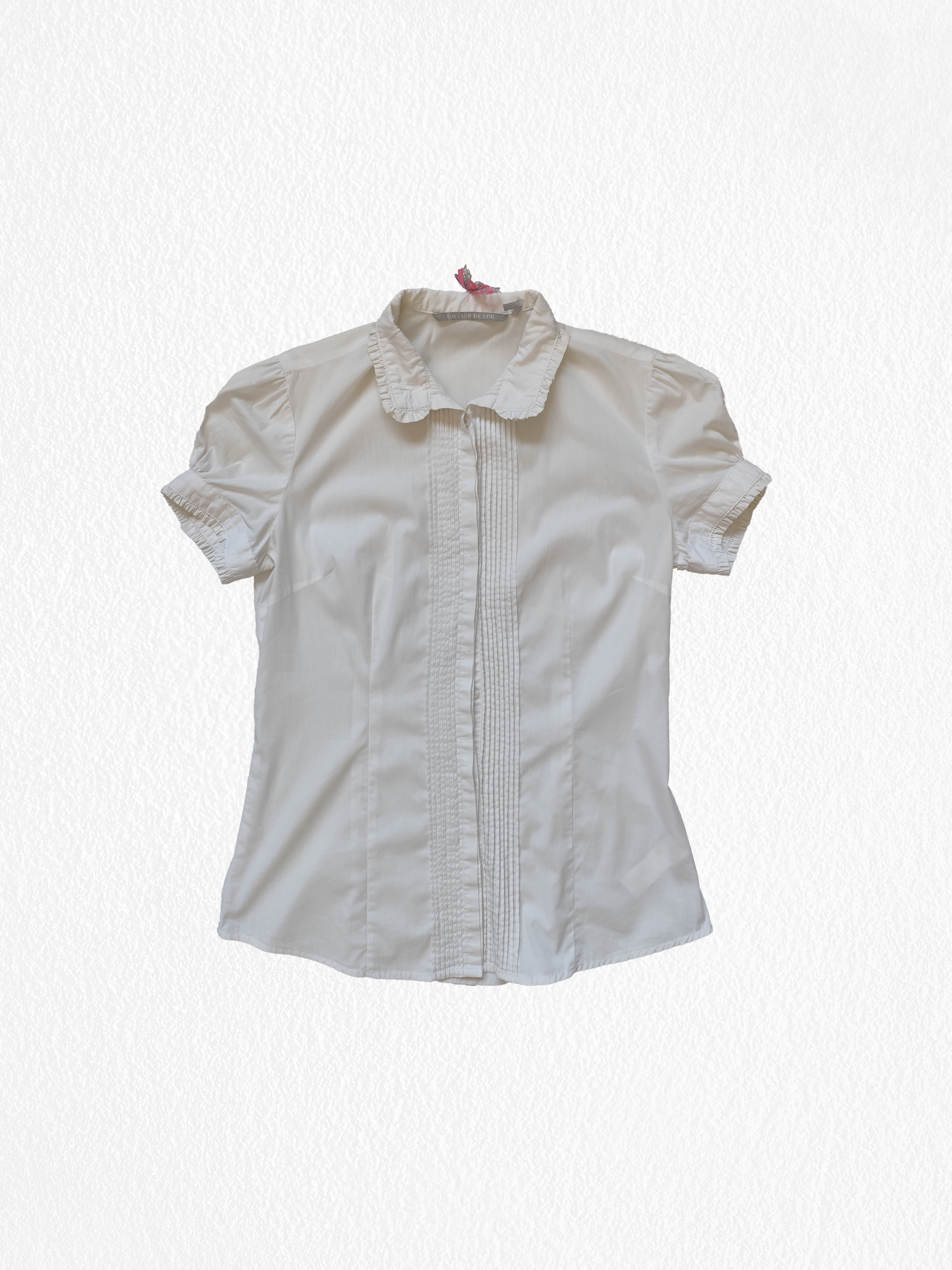 Blouse blanche vintage avec manches courtes bouffantes