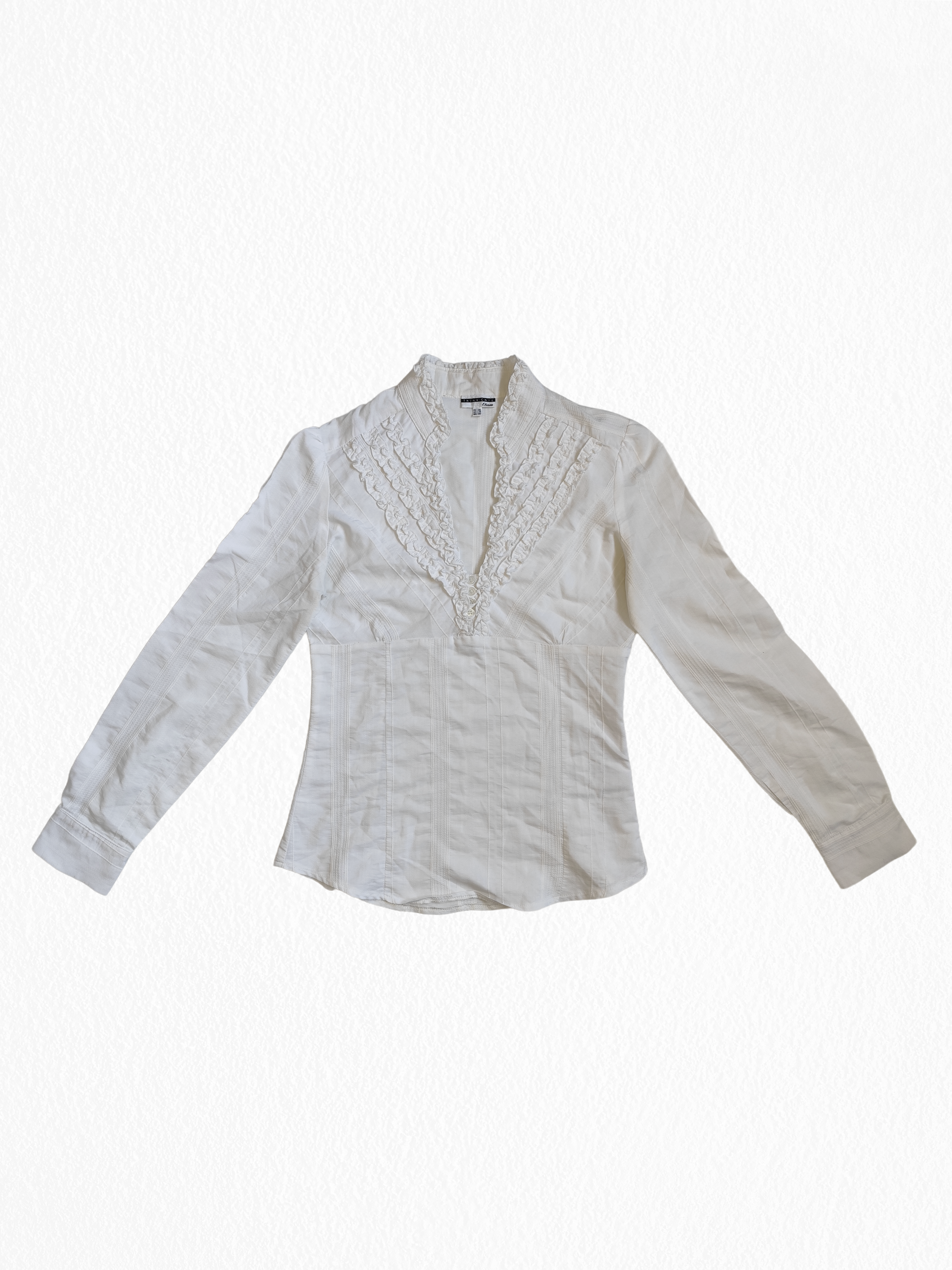 Chemise vintage style babydoll avec broderies et fermeture éclair