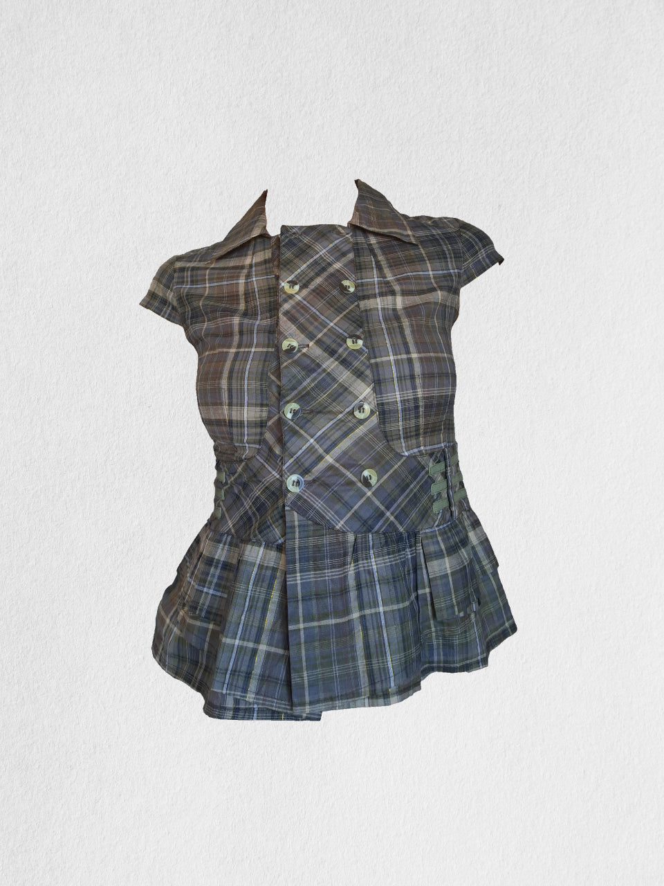 Chemise à carreaux taille corset