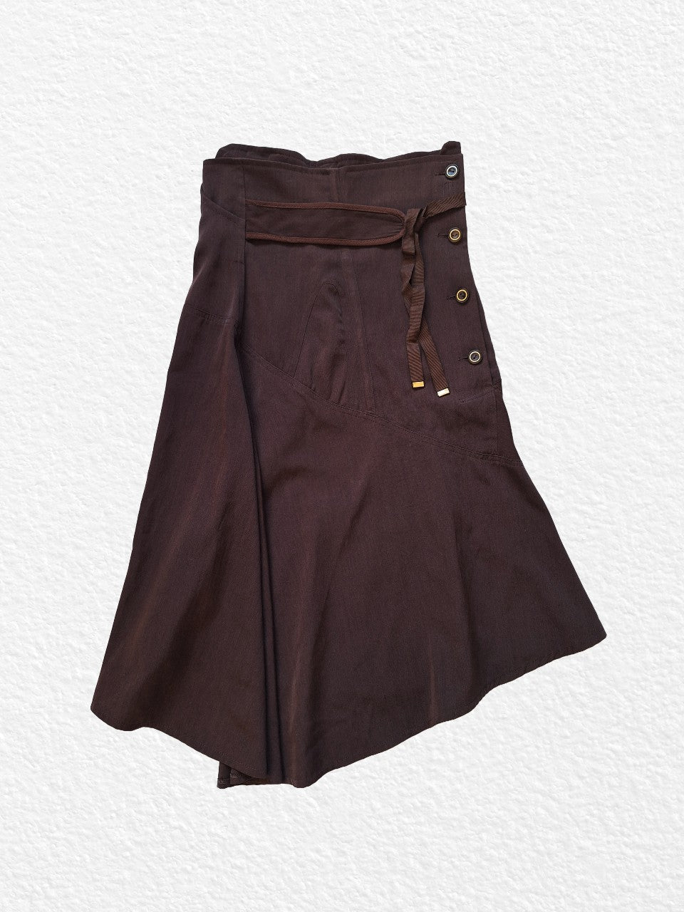 Jupe longue marron style japonais avec ceinture