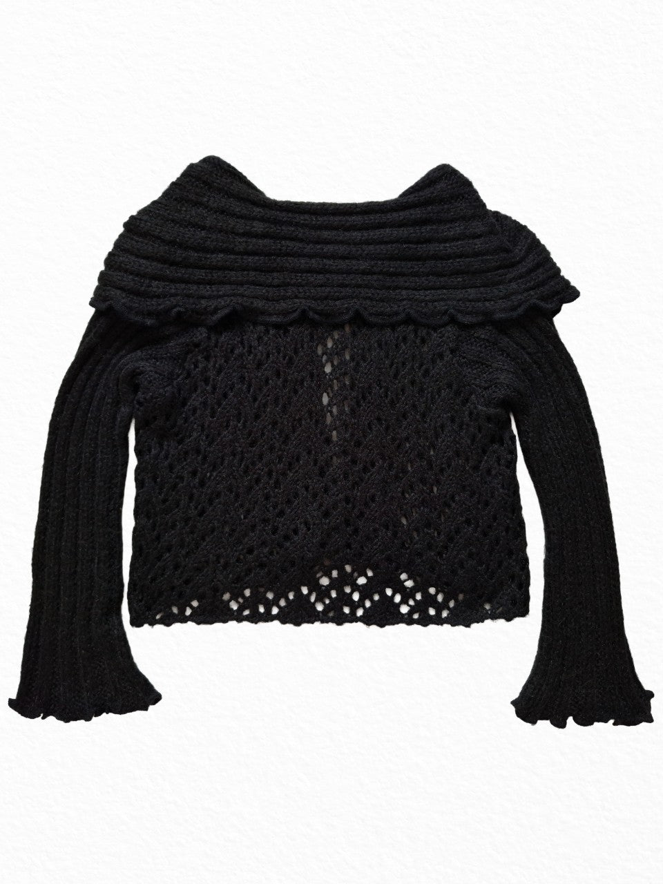 Cardigan noir crochet avec bouton