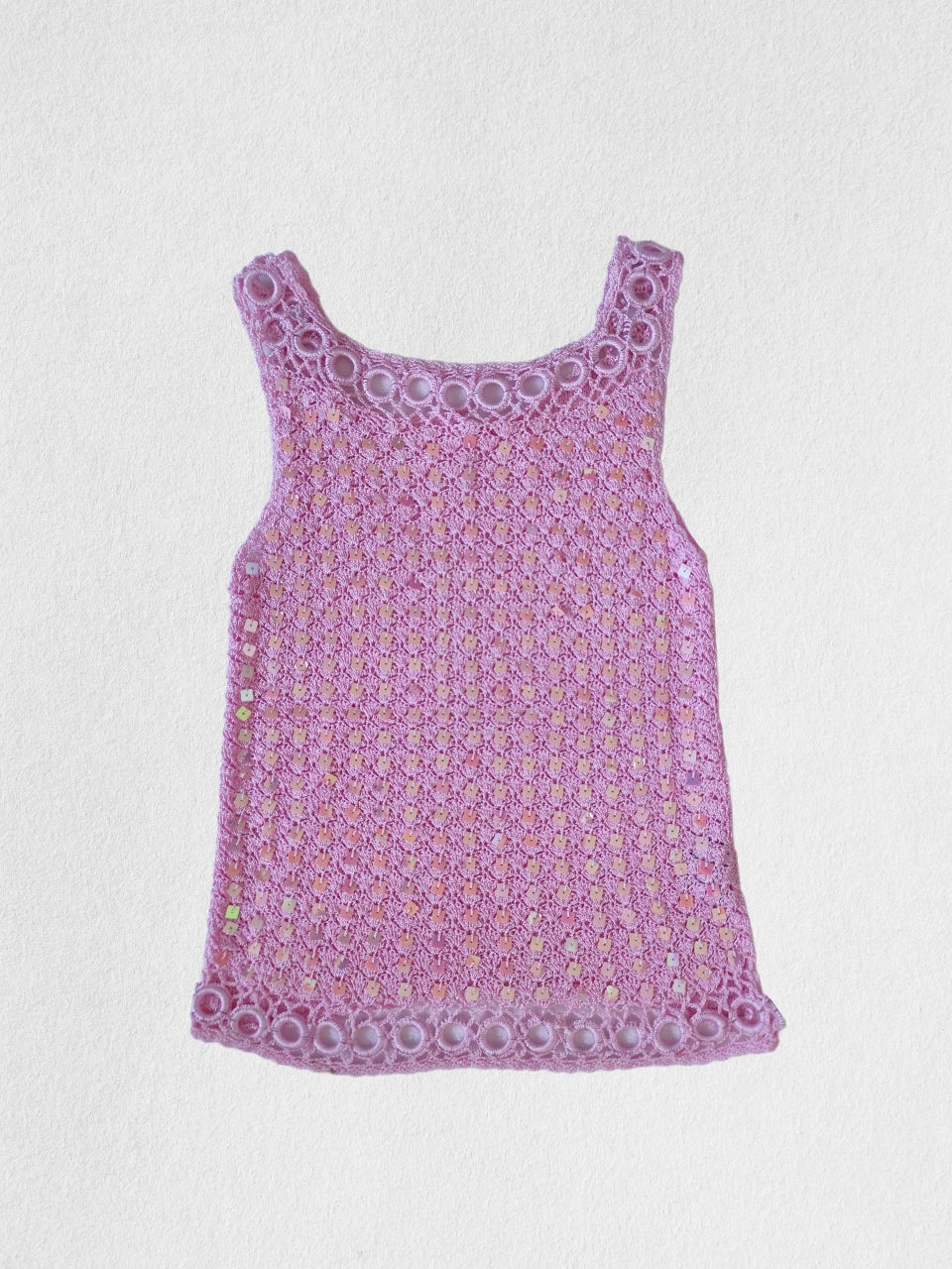 Top sans manches en crochet rose