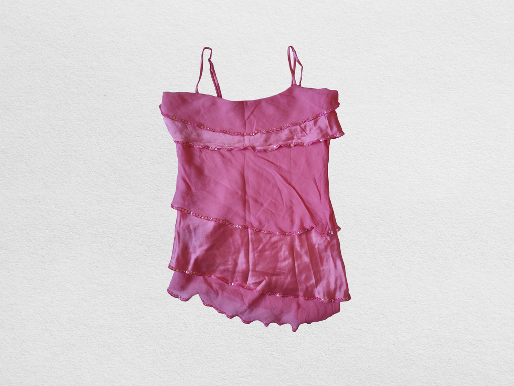 Top à sequins rose tendance