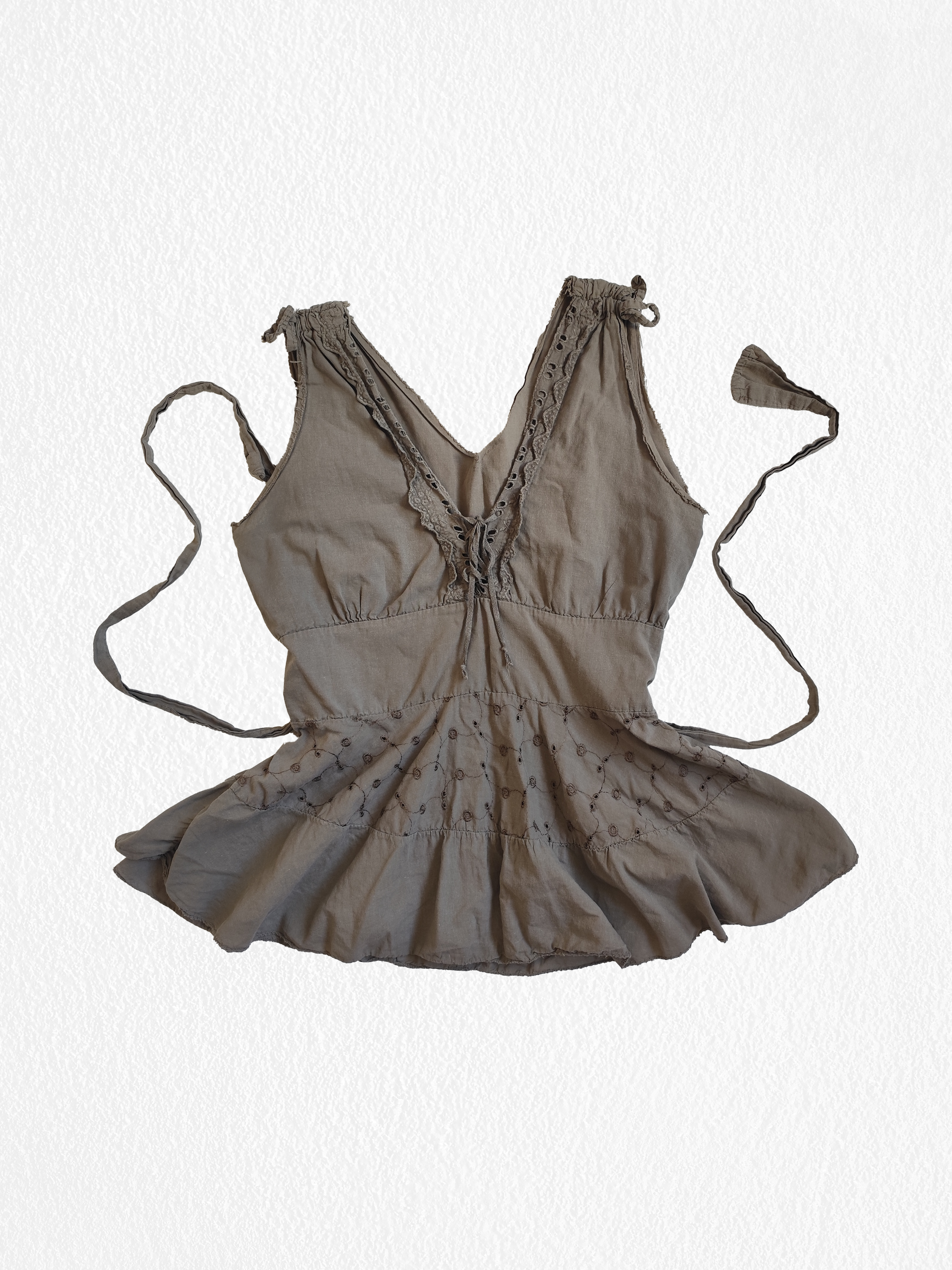 Haut vintage sans manches brun-vert