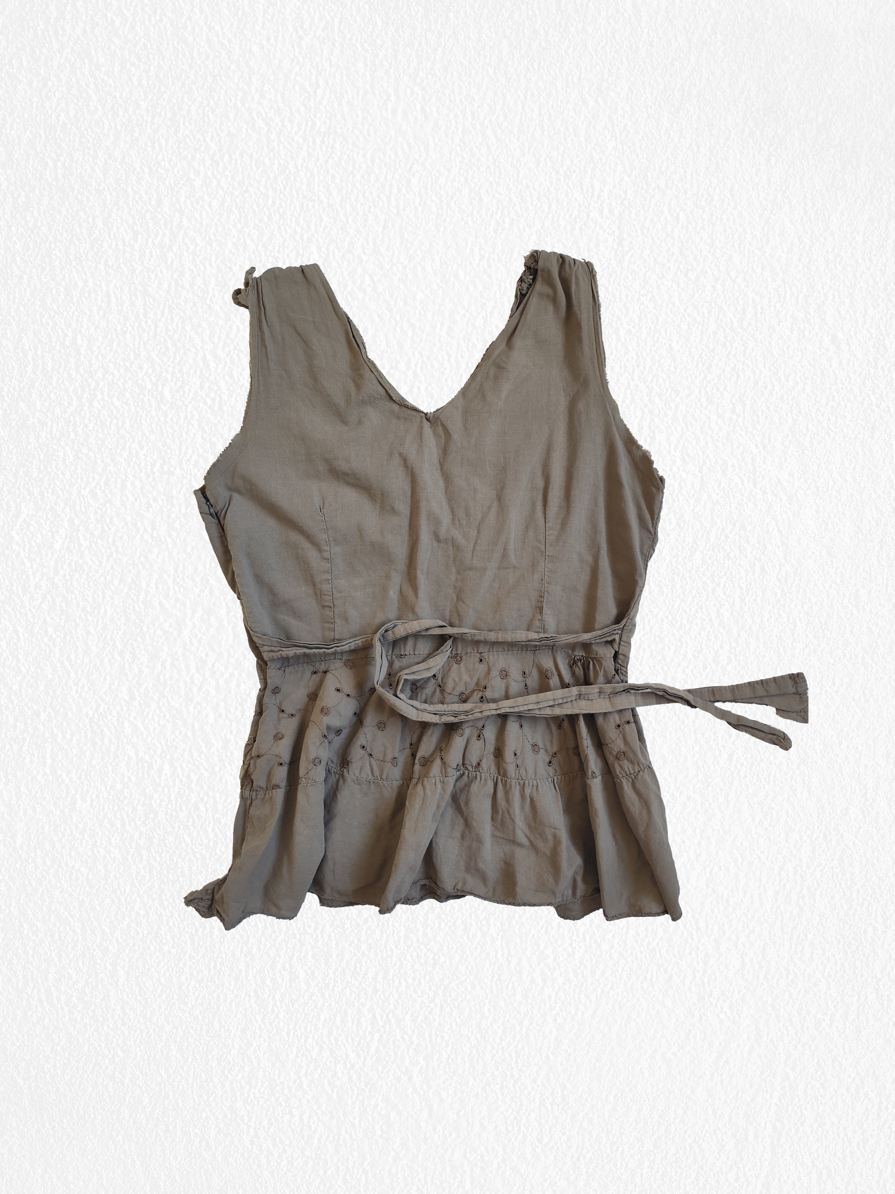 Haut vintage sans manches brun-vert
