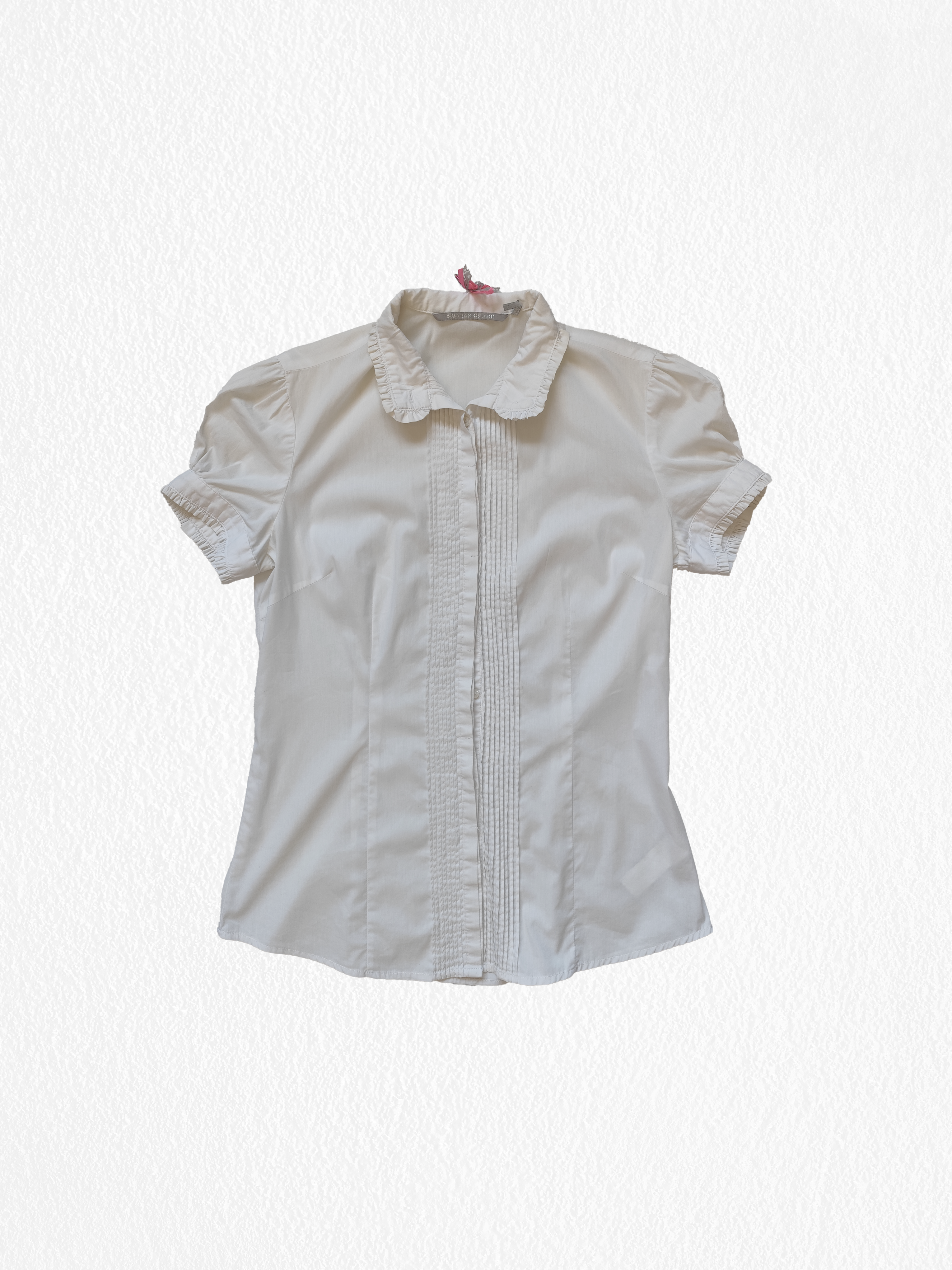 Blouse blanche vintage avec manches courtes bouffantes