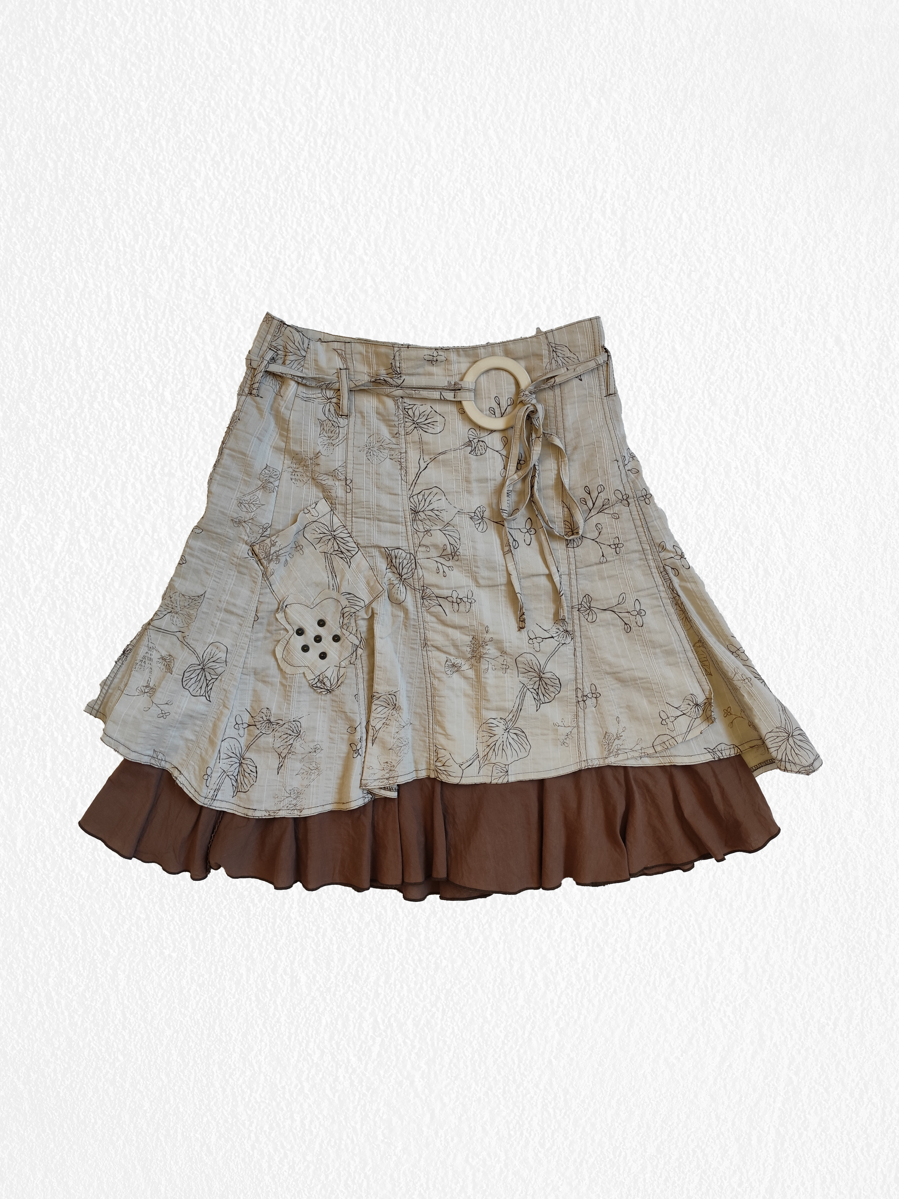 Jupe beige style japonais avec motif floral