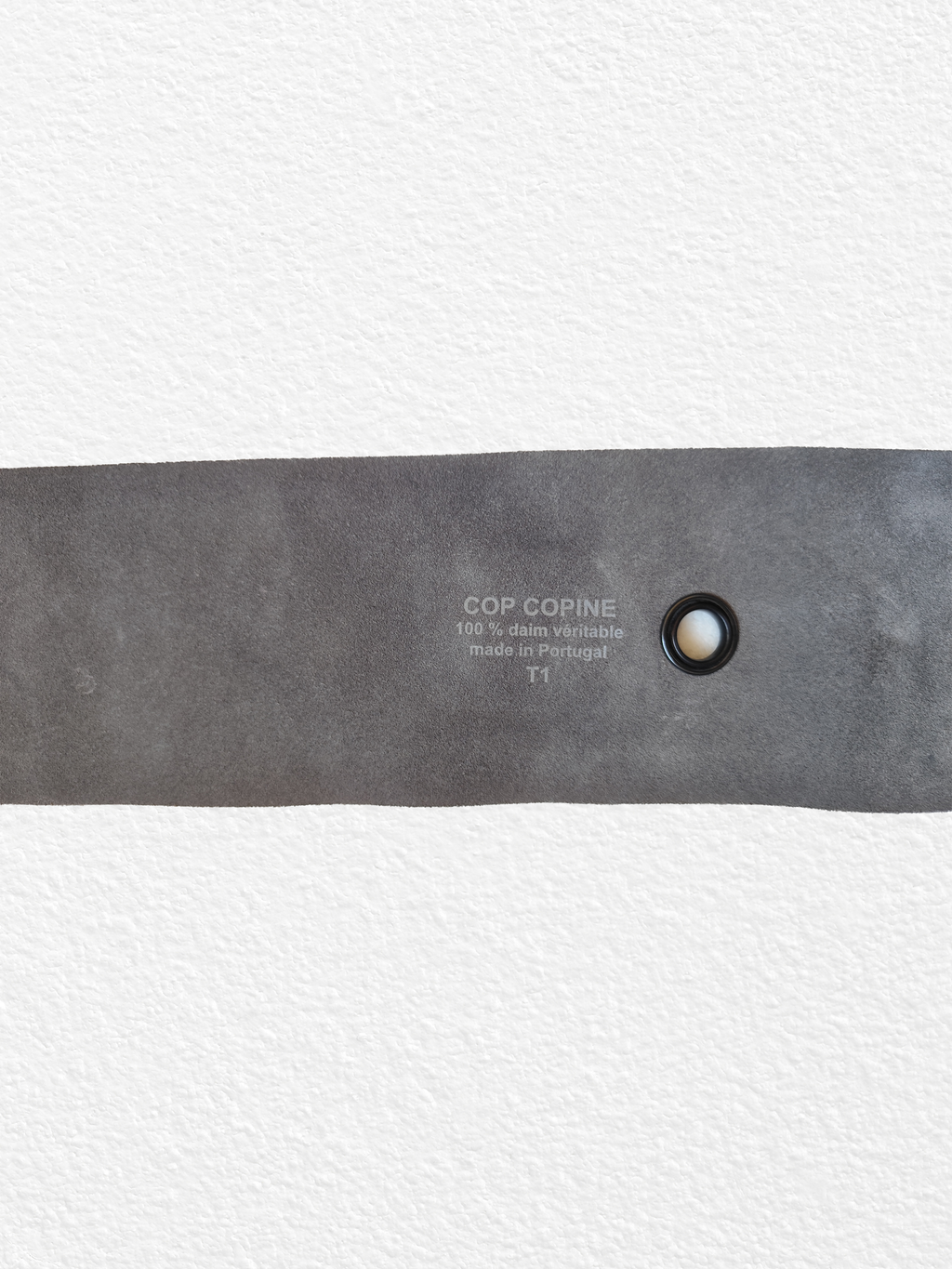 Cop Copine grey wide belt with floral cutout detail