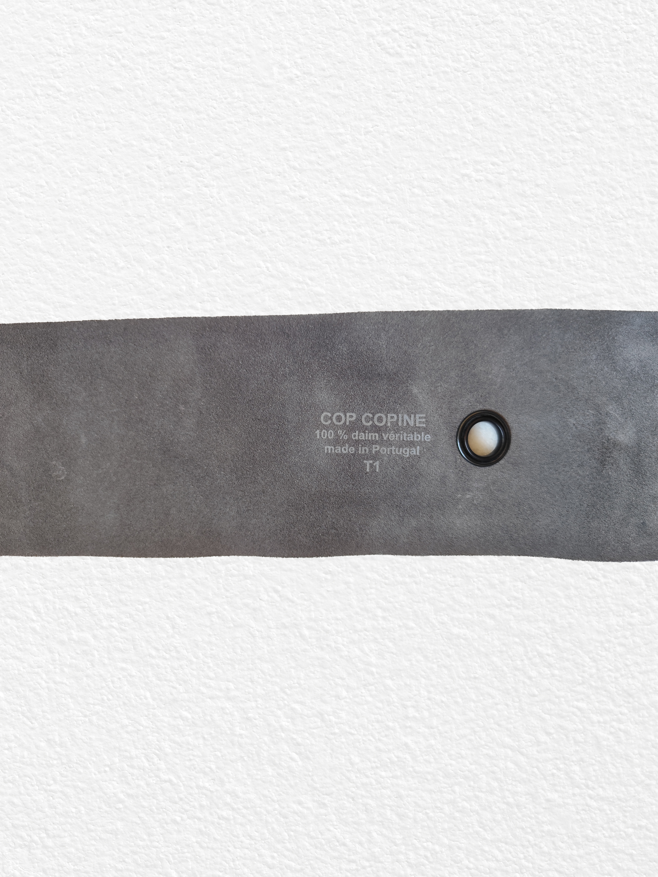 Cop Copine grey wide belt with floral cutout detail