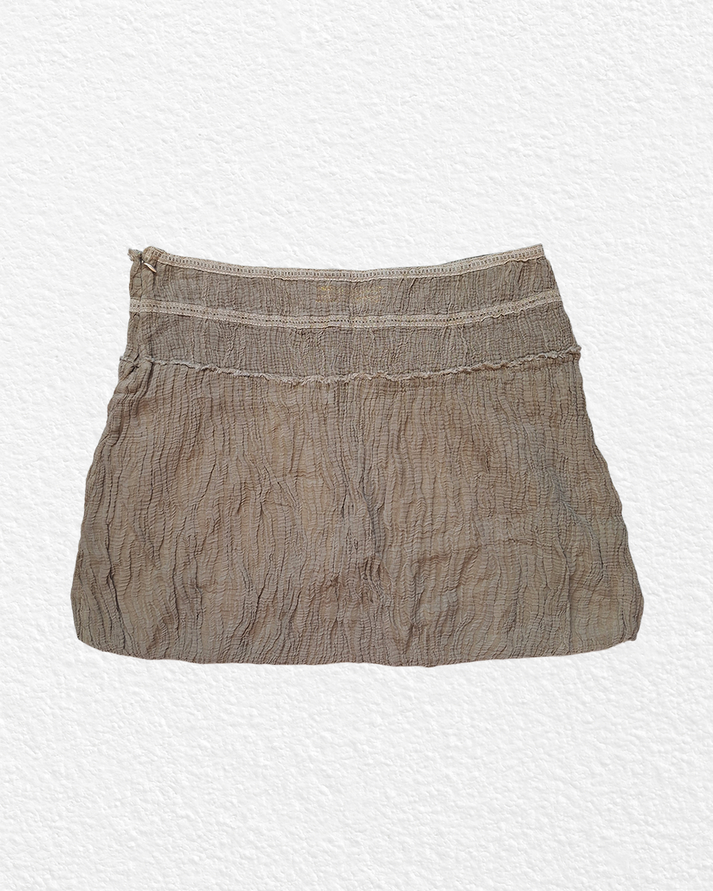 Beige crinkle gauze mini skirt - M