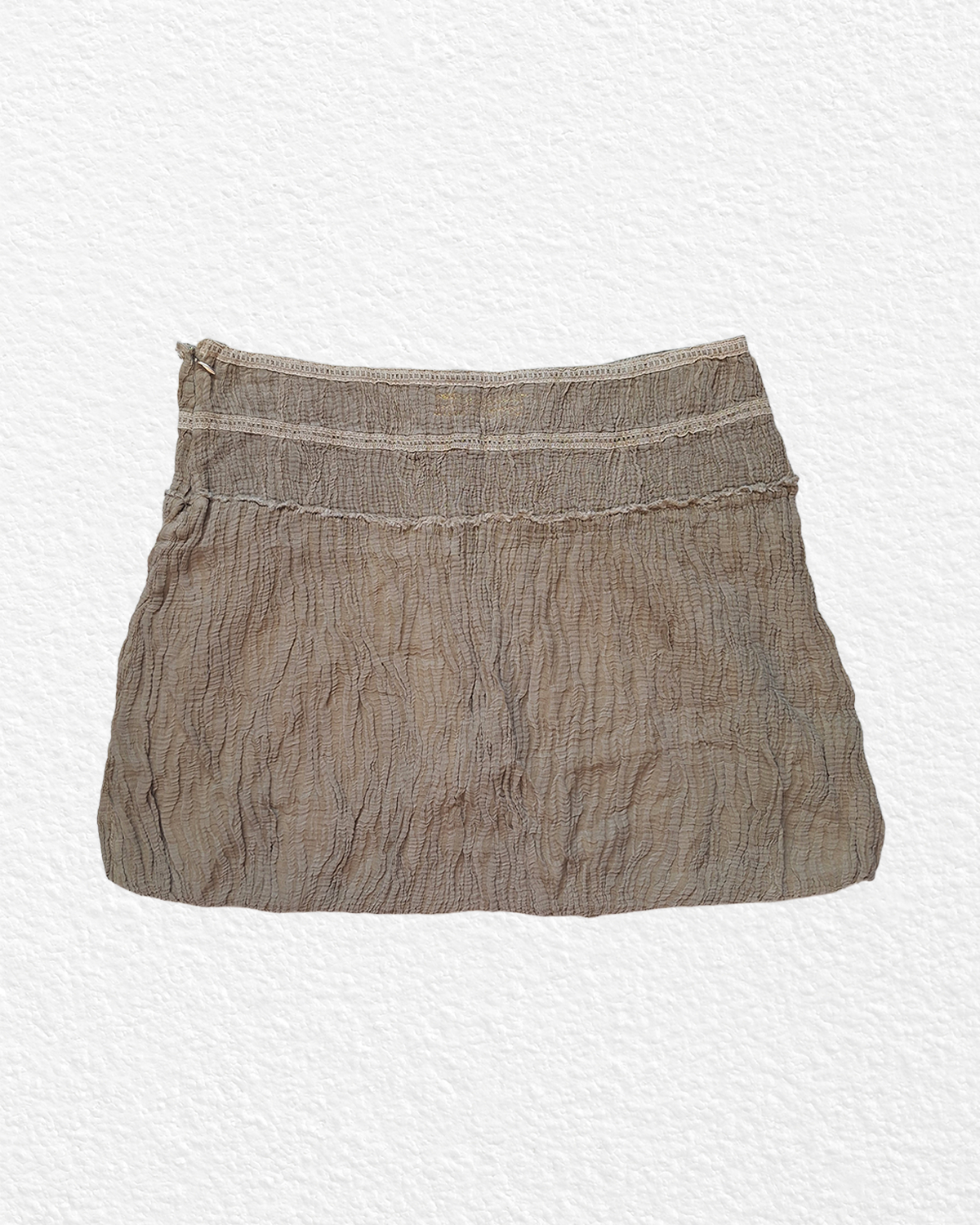 Beige crinkle gauze mini skirt - M