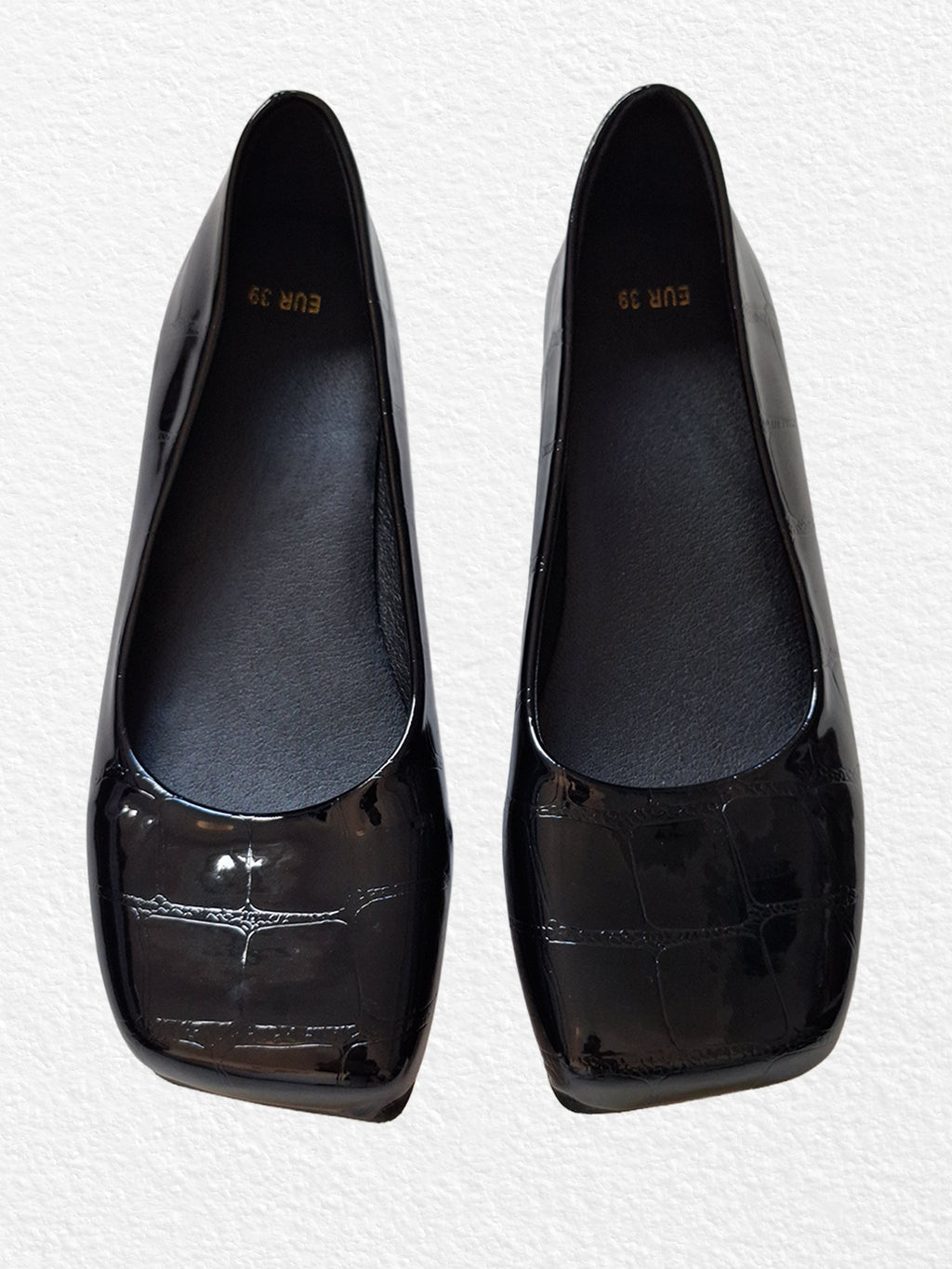 Black flats with a square toe