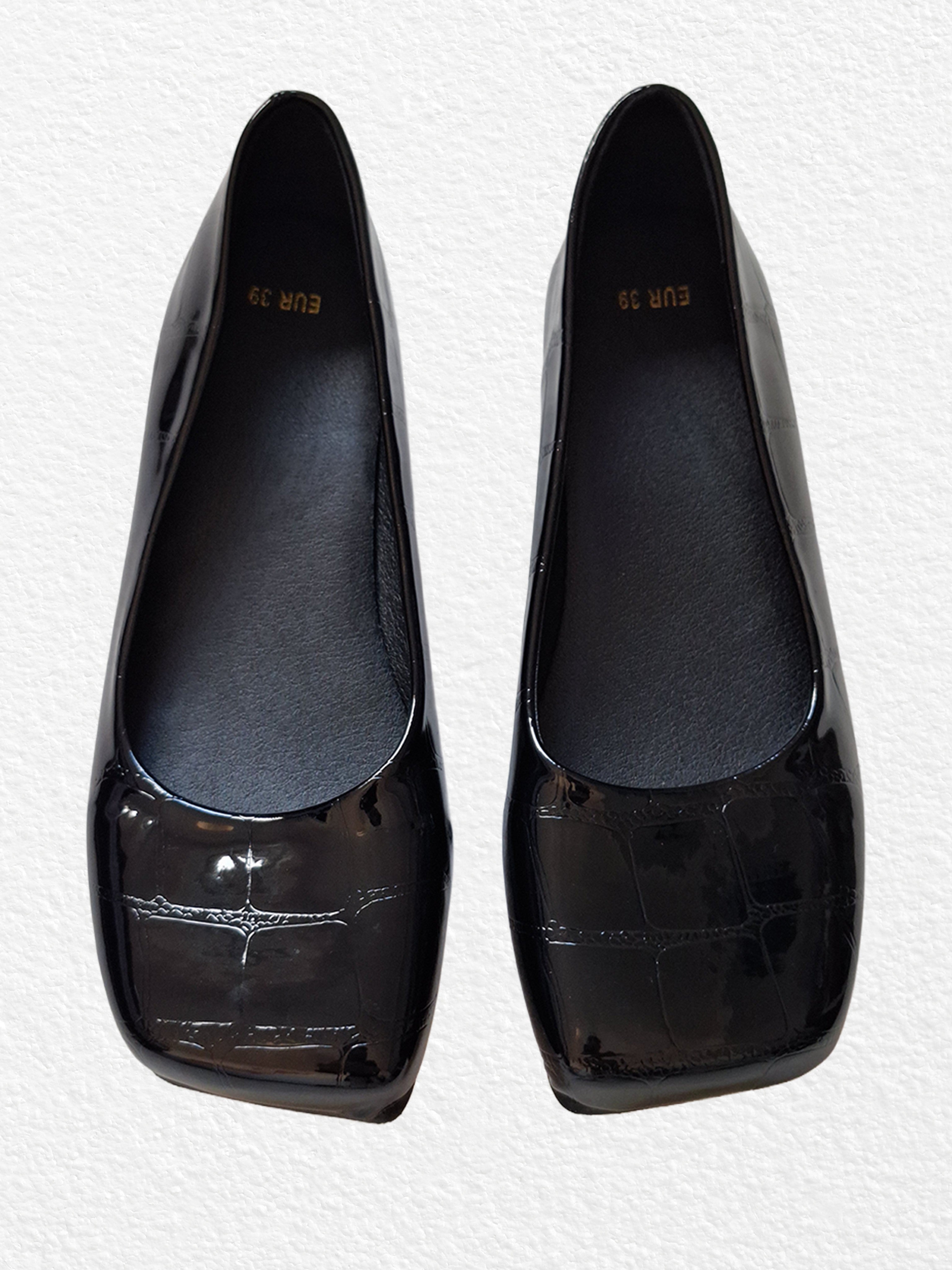 Black flats with a square toe