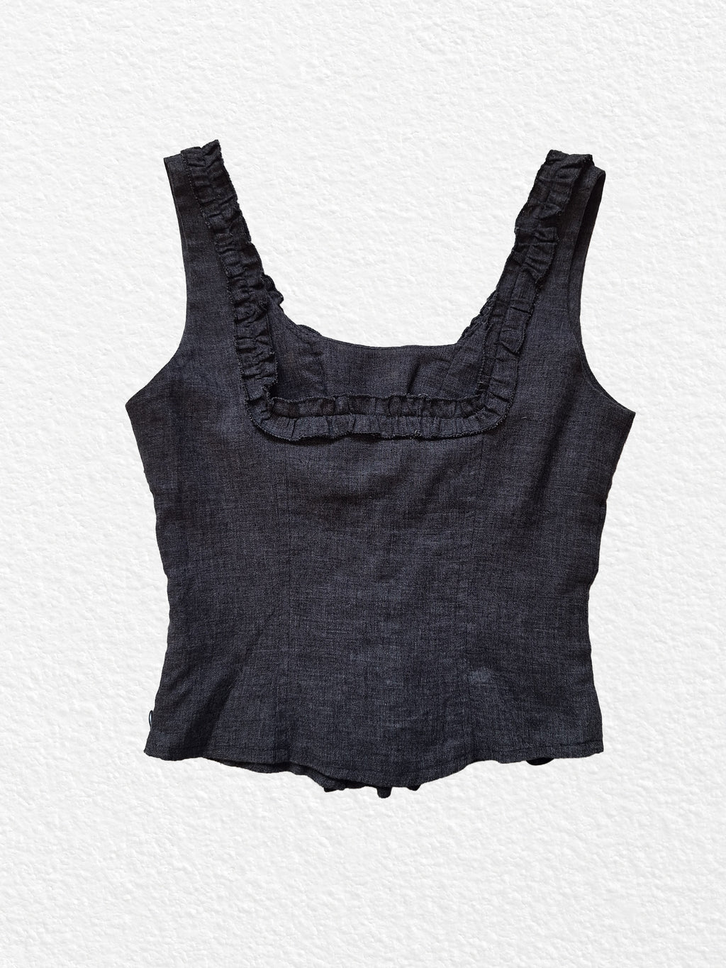 Black Sleeveless Top With Lace-Up Front