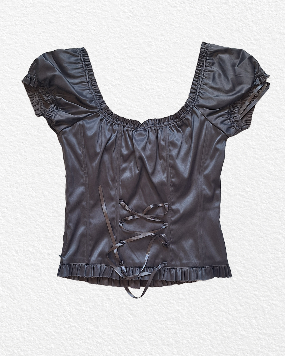 Dark grey satin corset top - M