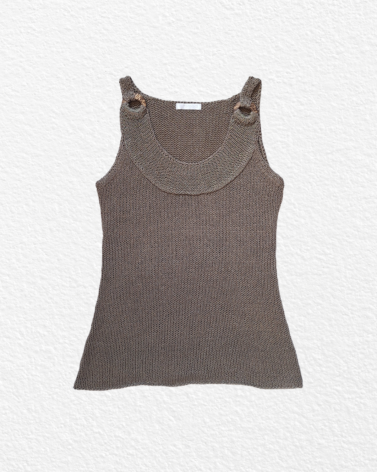 Taupe knit tank top — S