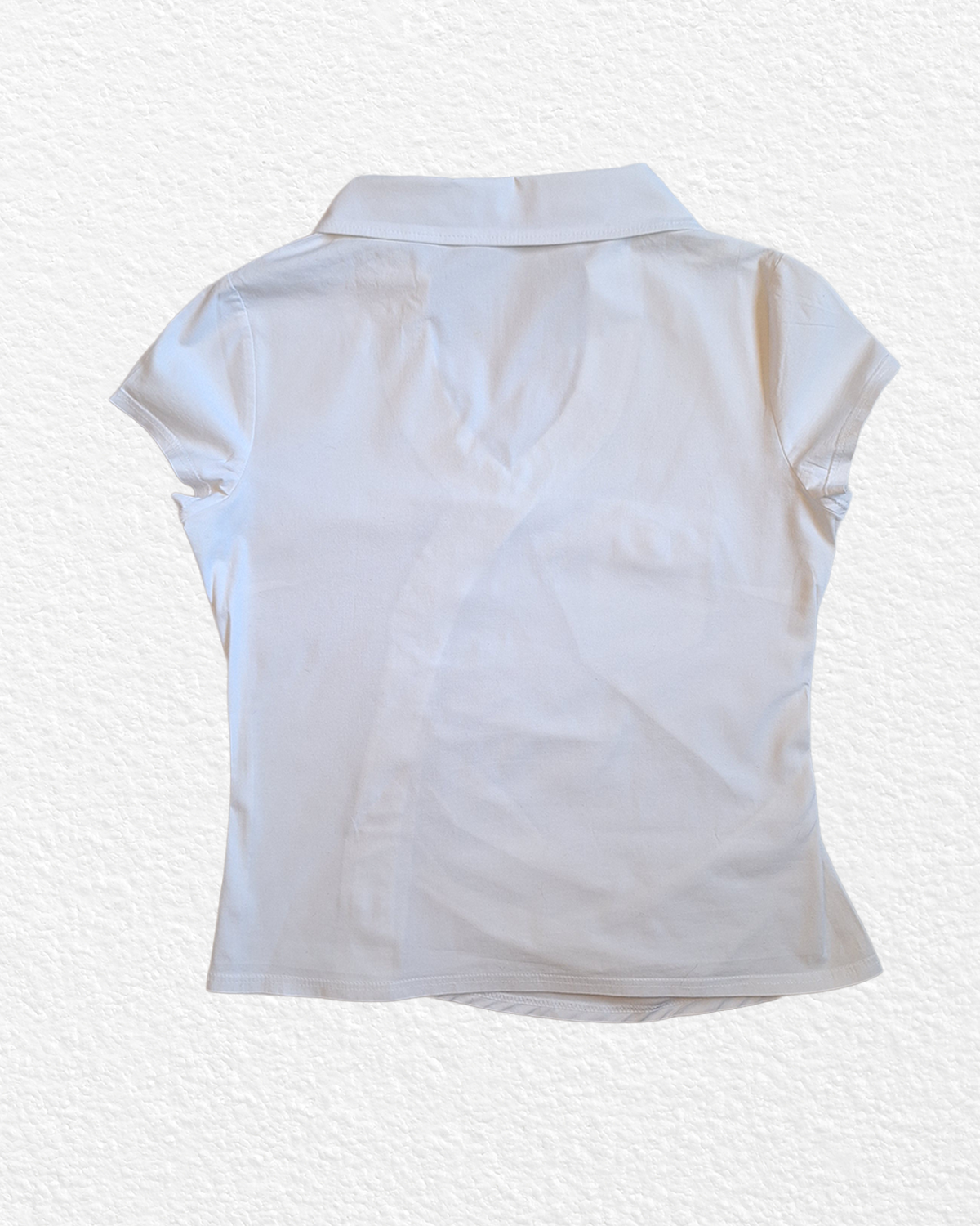 Asymmetric White Blouse with Buttons - M
