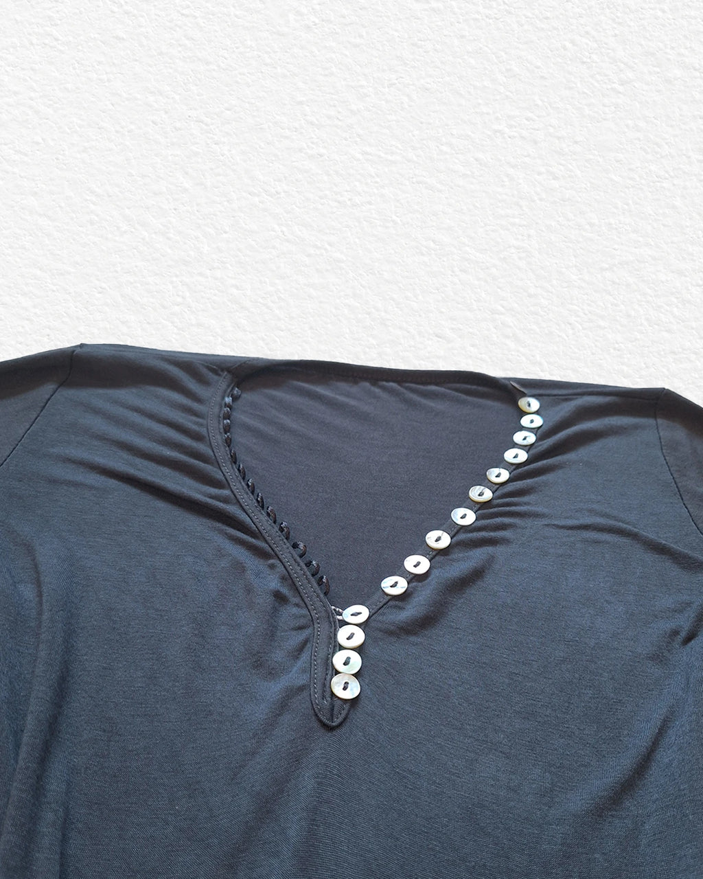 Grey Long Sleeve Top With Button Detail - S