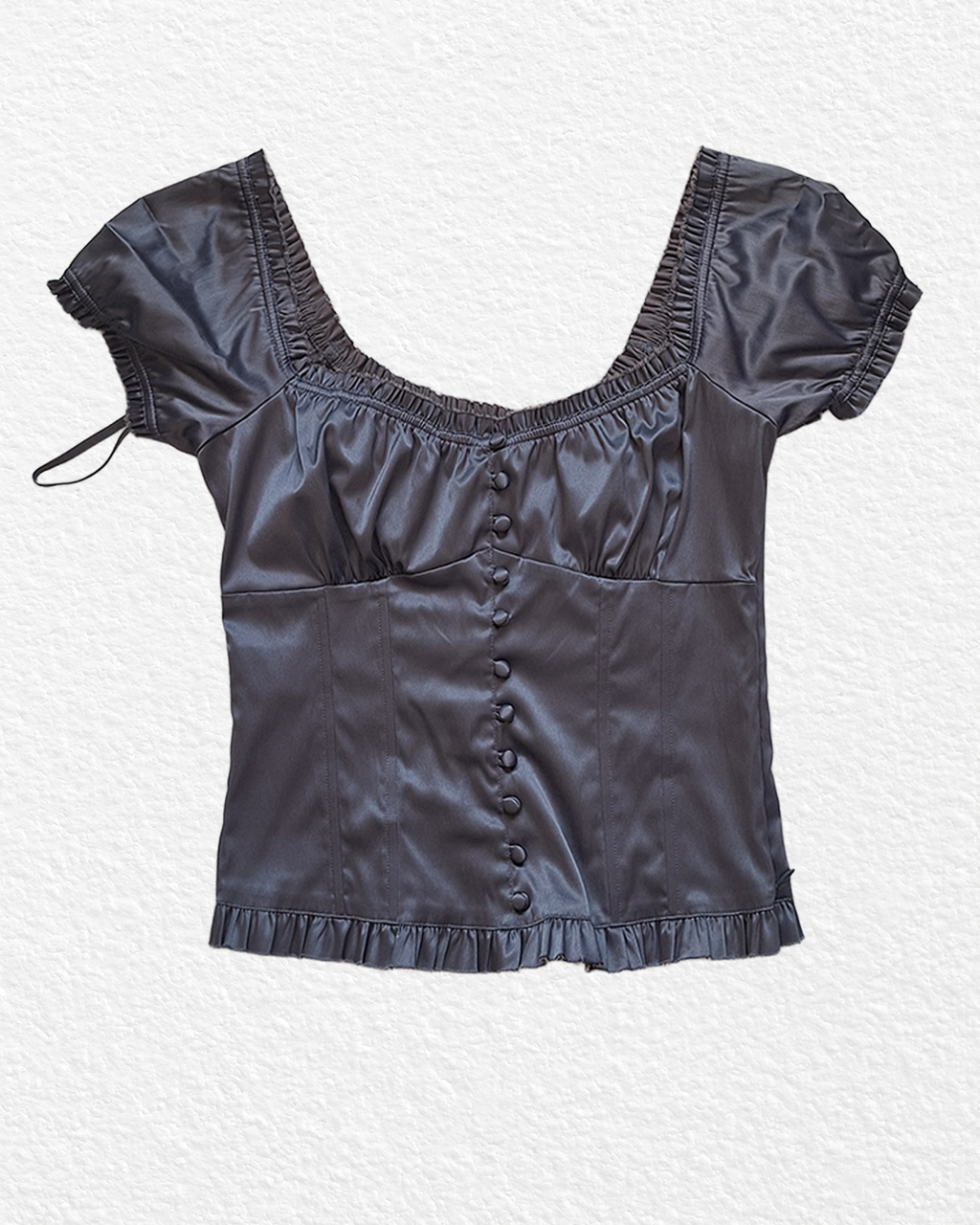 Dark grey satin corset top - M