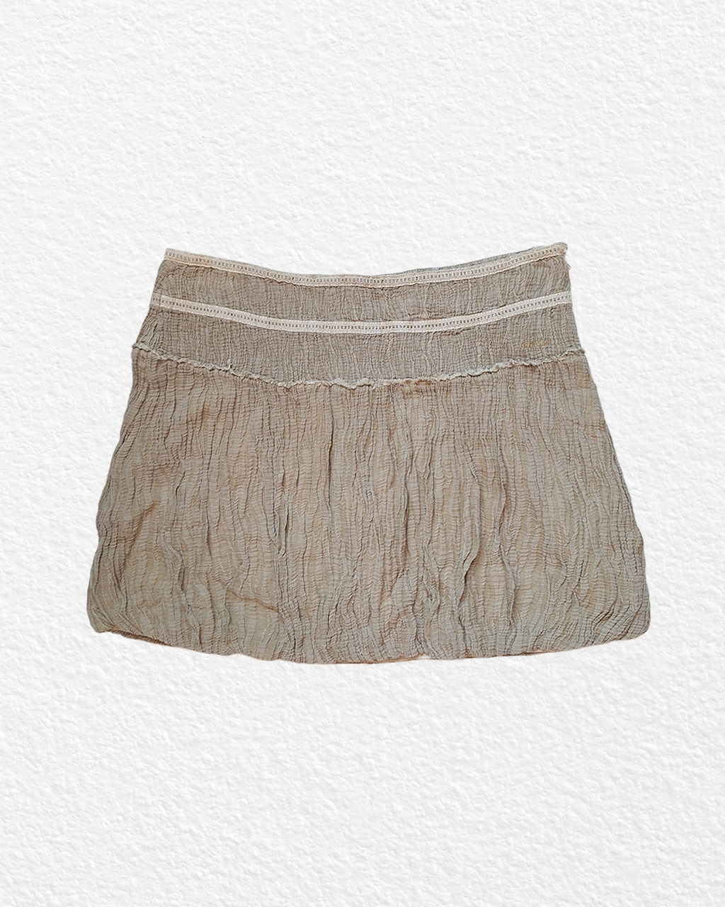 Beige crinkle gauze mini skirt - M