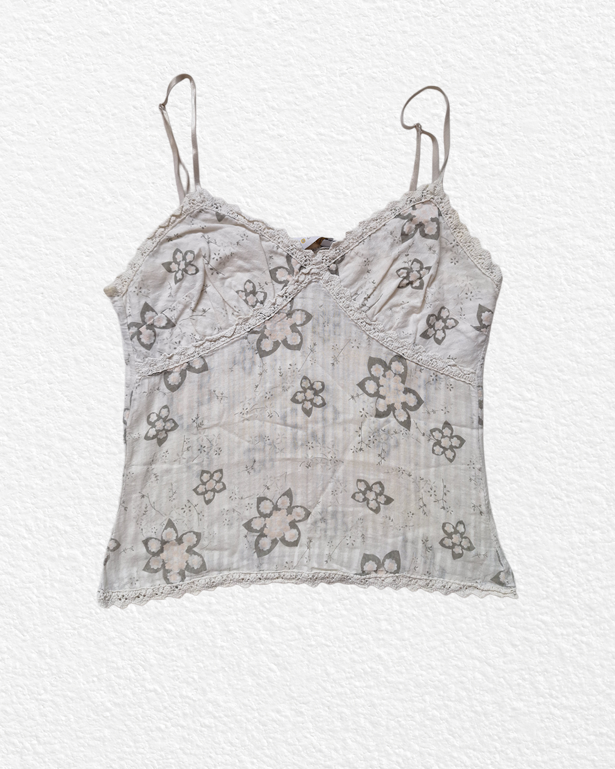 Cream top with floral pattern - S
