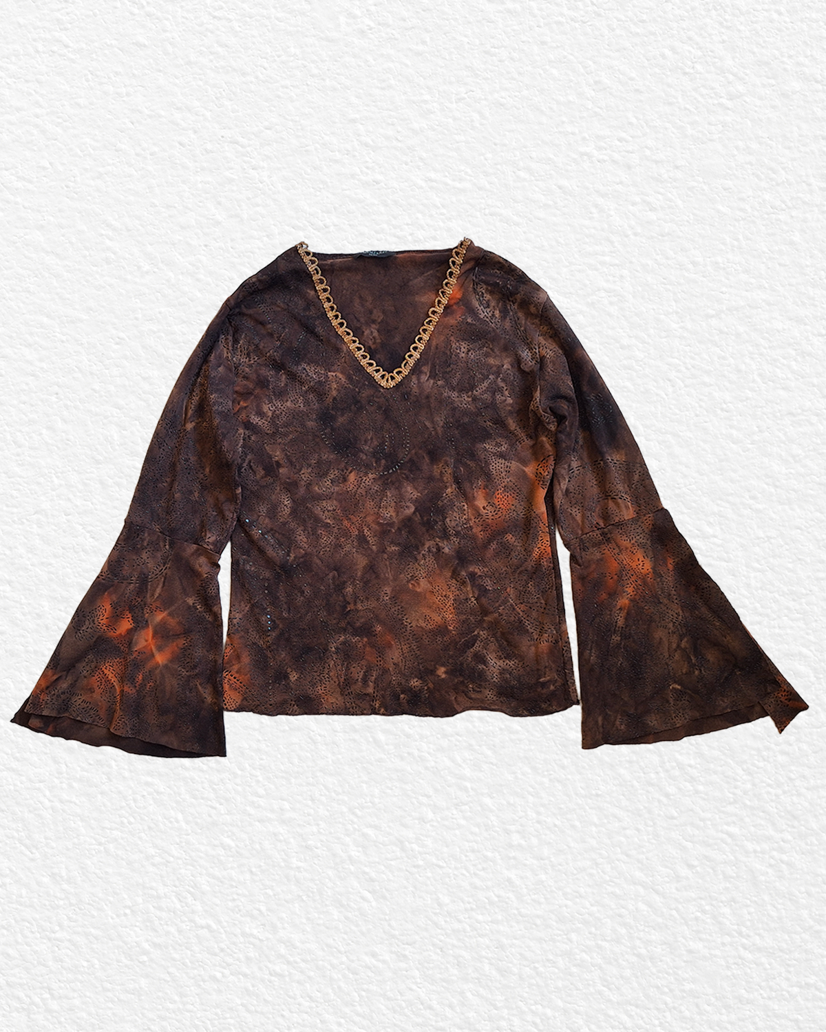RARE Long-Sleeve Top in Suede Effect with Small Details - S