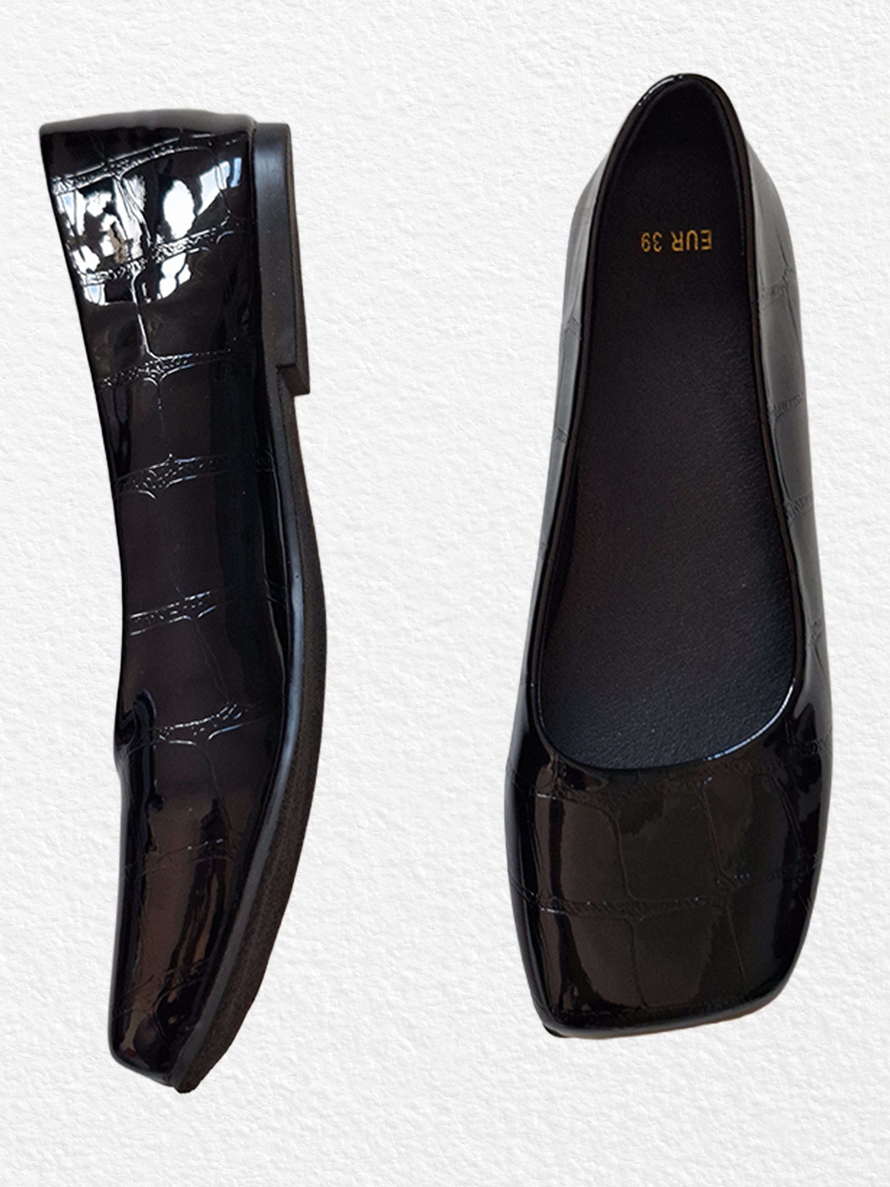 Black flats with a square toe