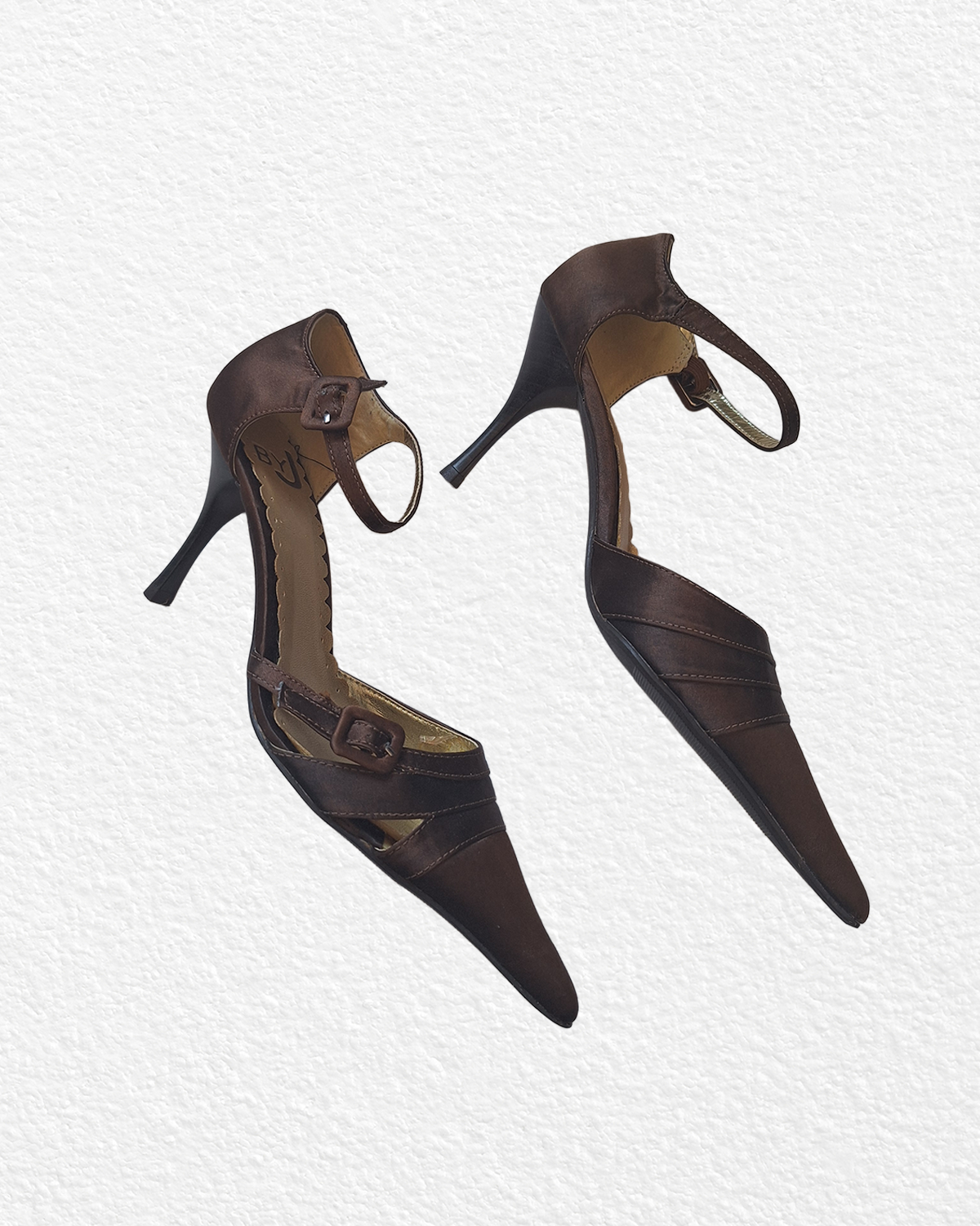 Vintage Brown Satin Heels