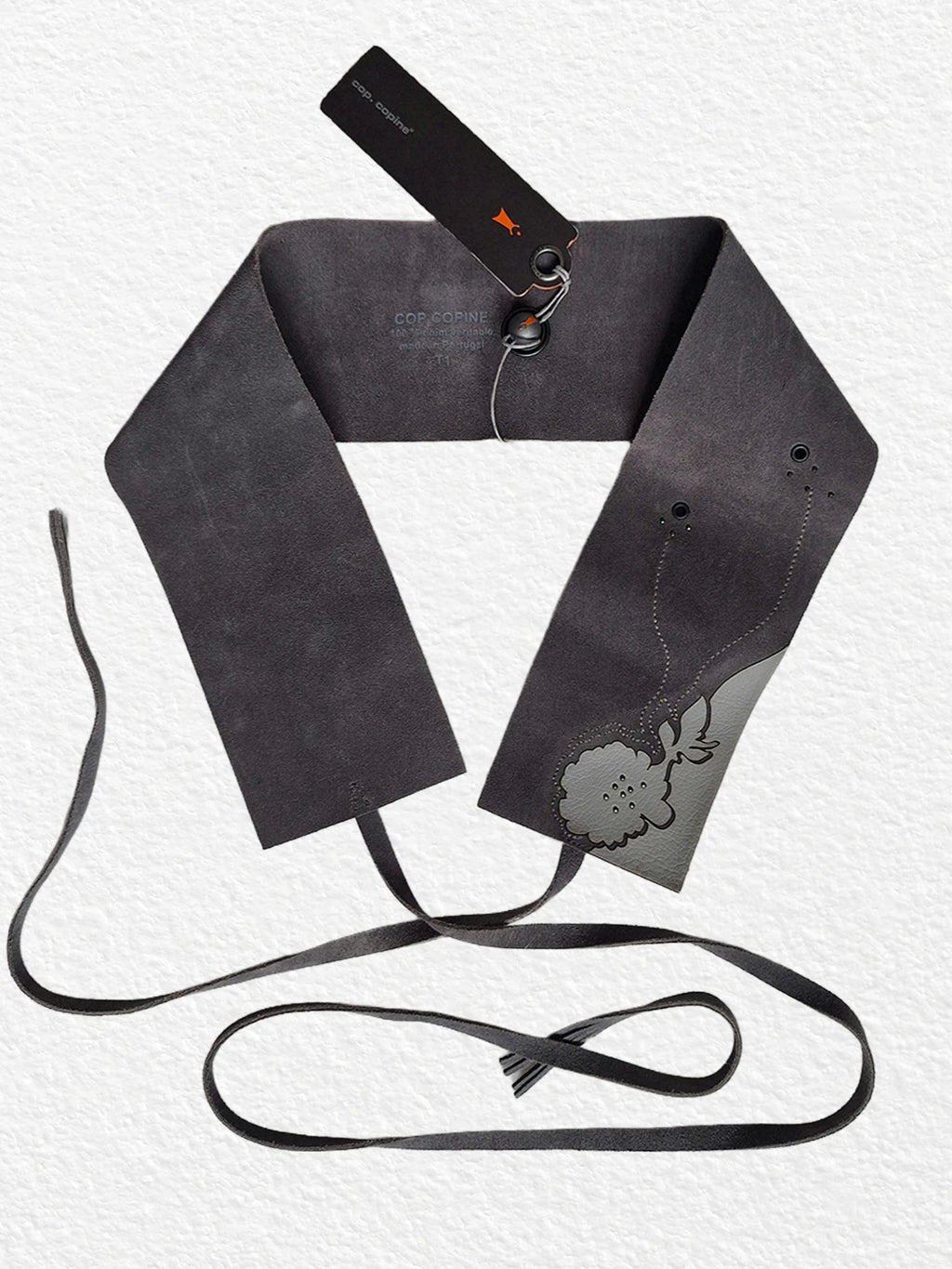 Cop Copine Grey Leather Belt With Floral Cutout Design