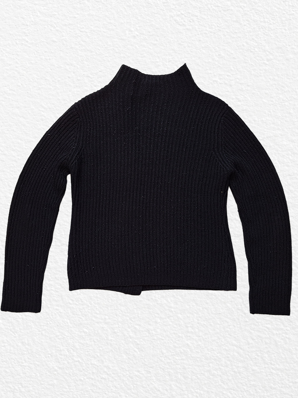 Black ribbed knit cardigan with buttons