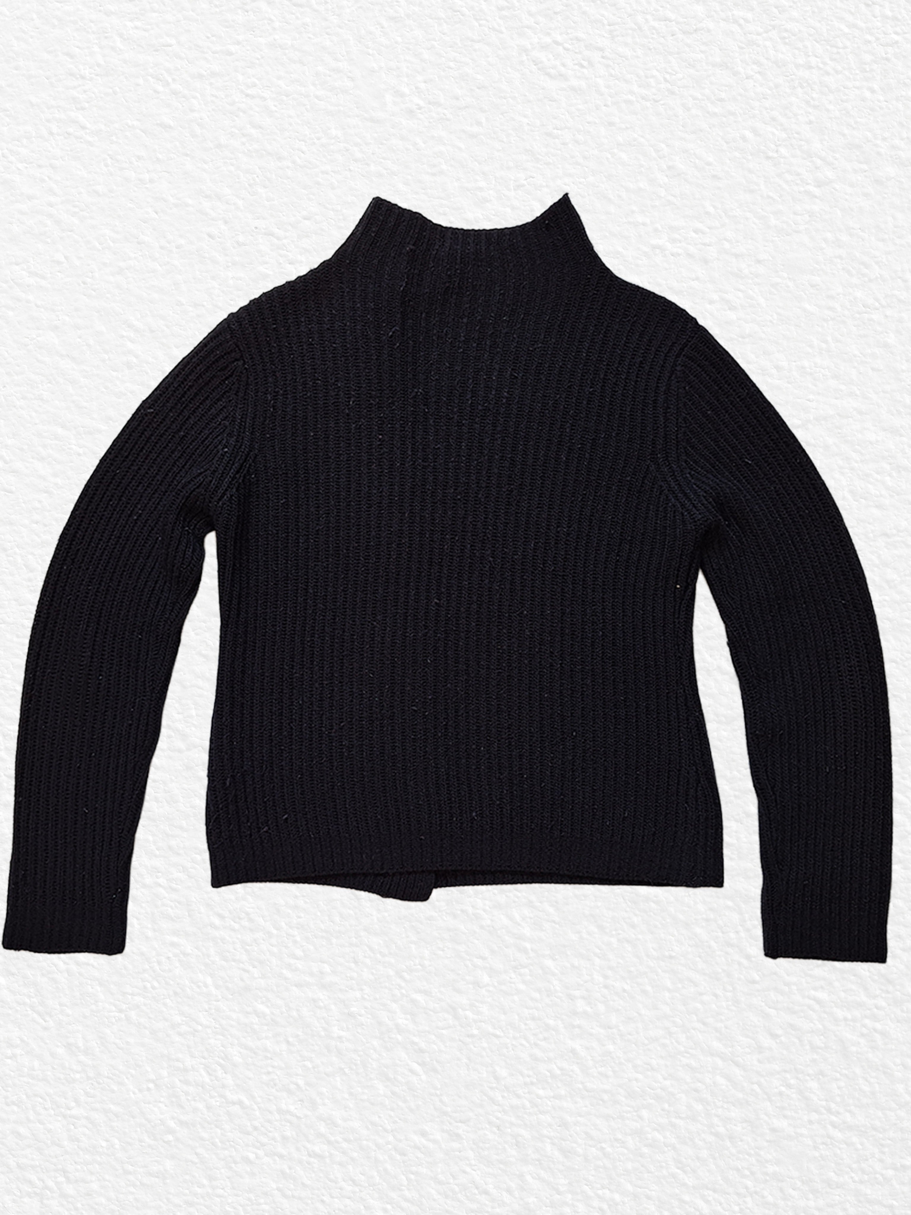 Black ribbed knit cardigan with buttons