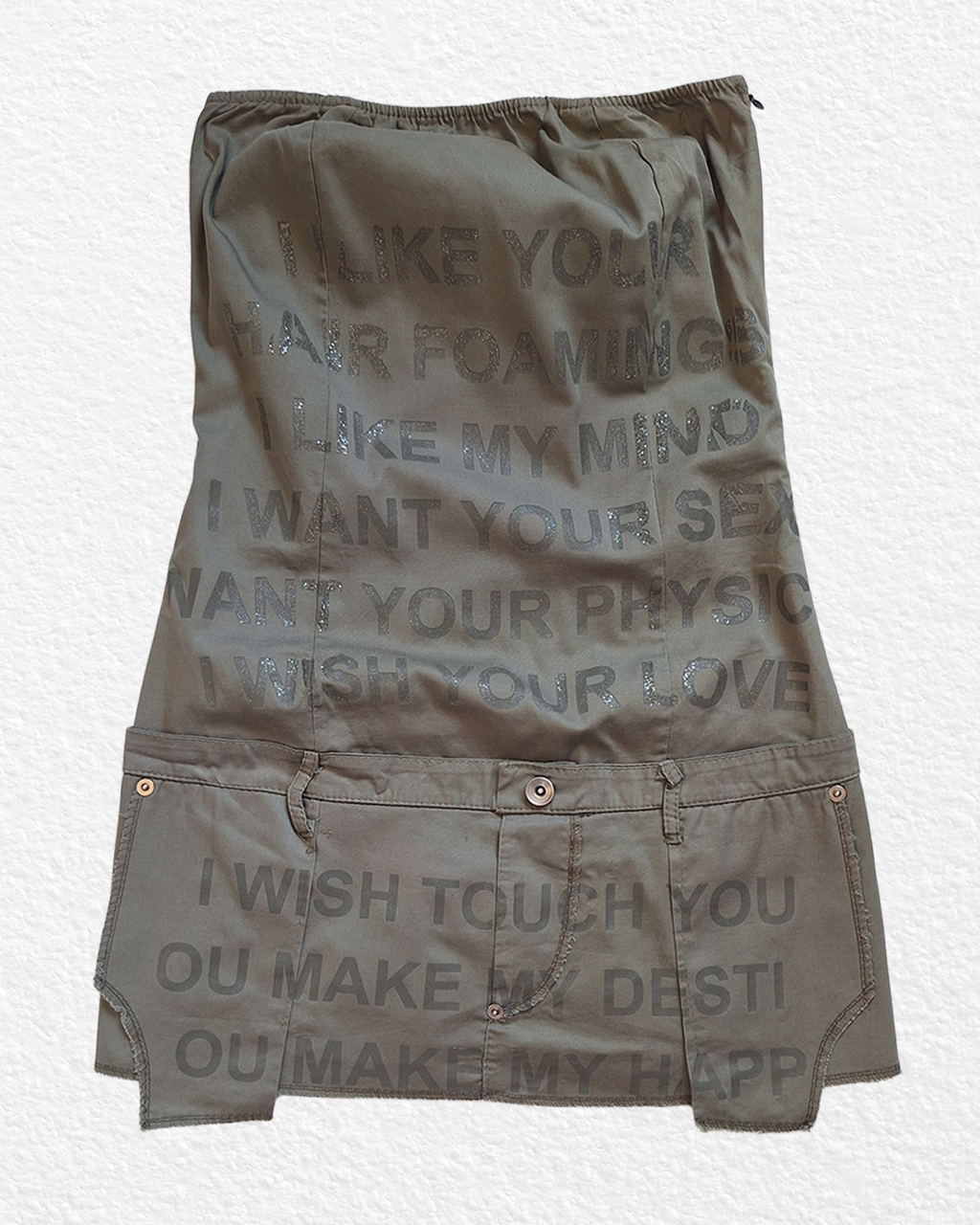Made in Italy khaki bandeau mini dress - S