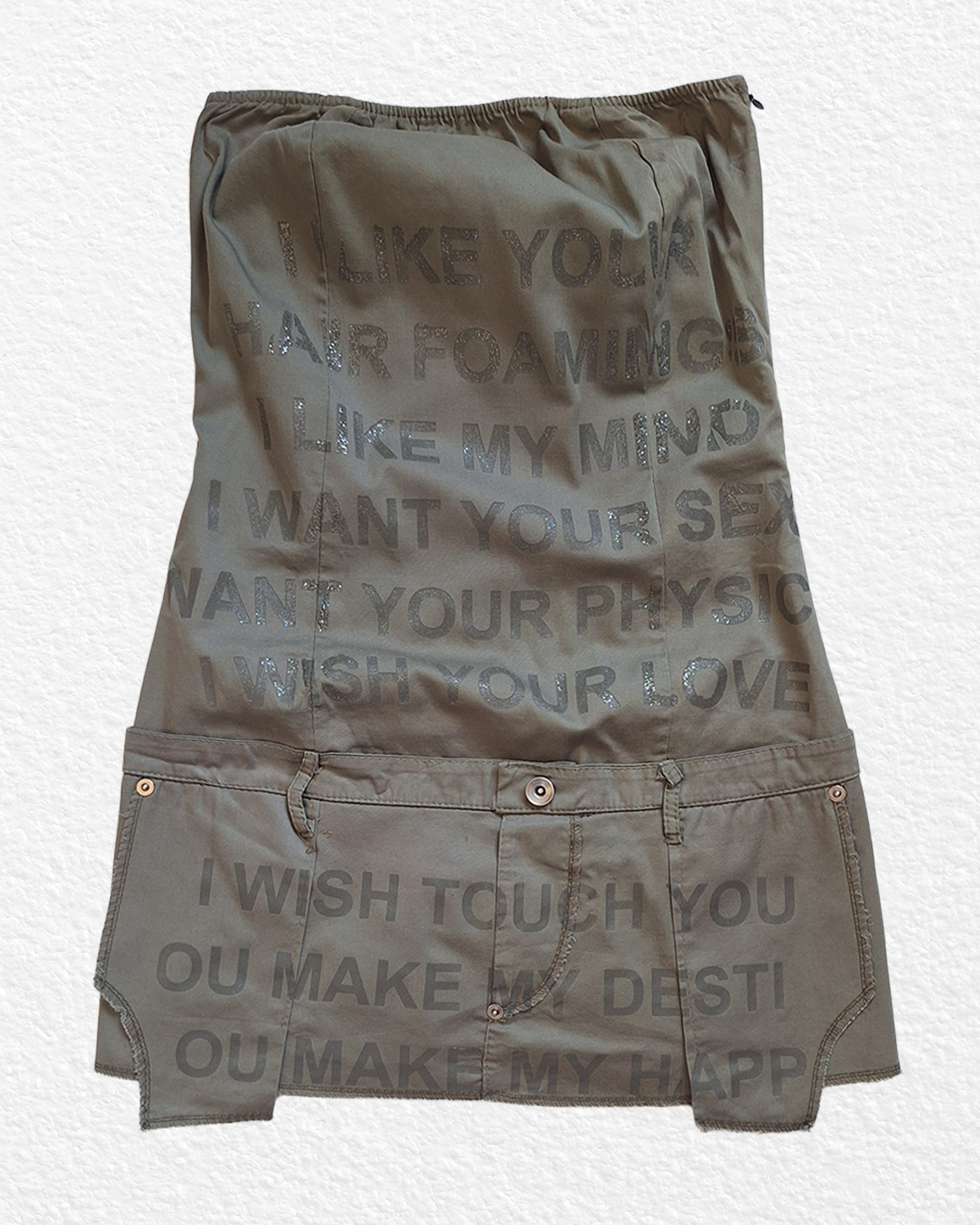 Made in Italy khaki bandeau mini dress - S