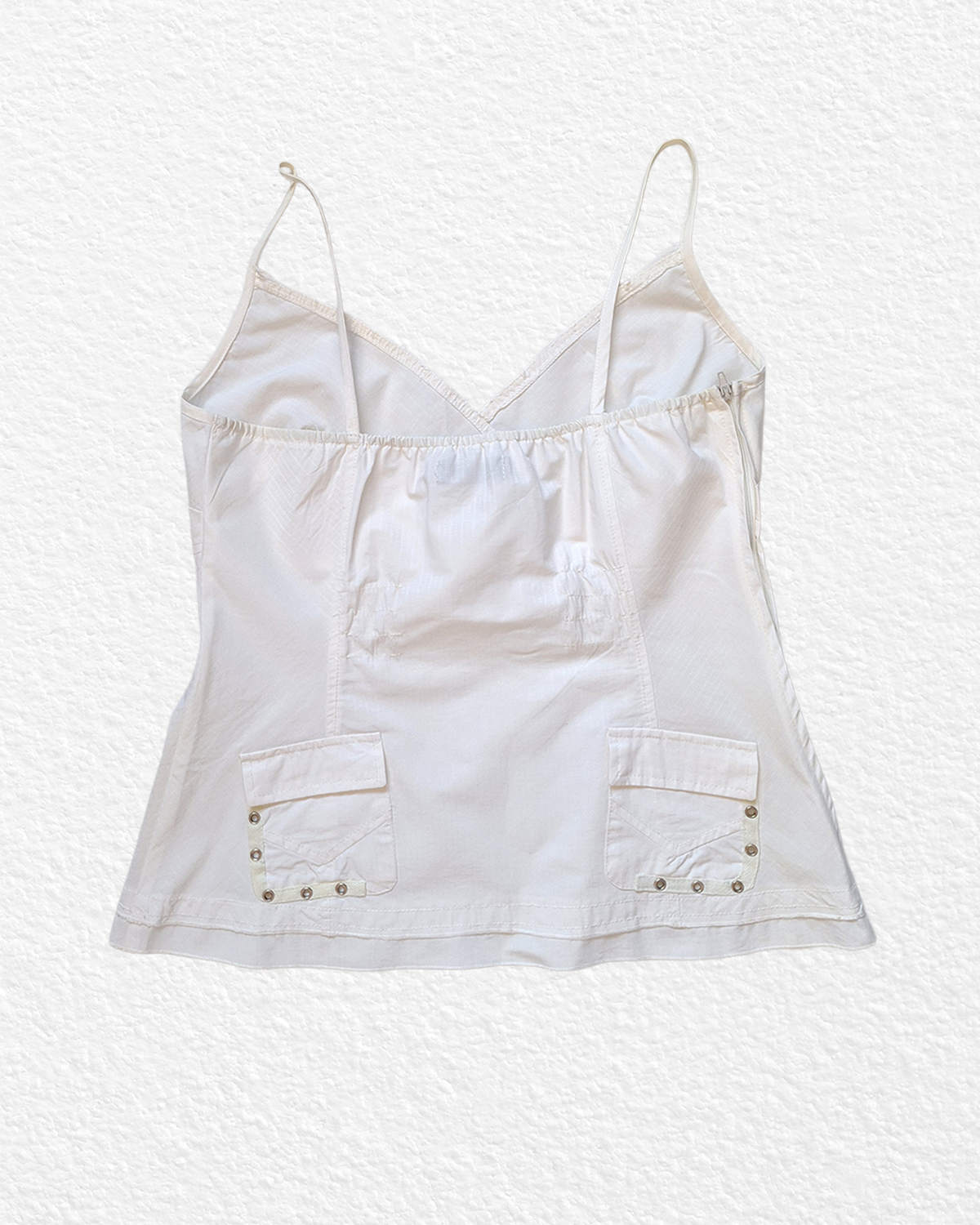 White wrap cami top with back pockets - L