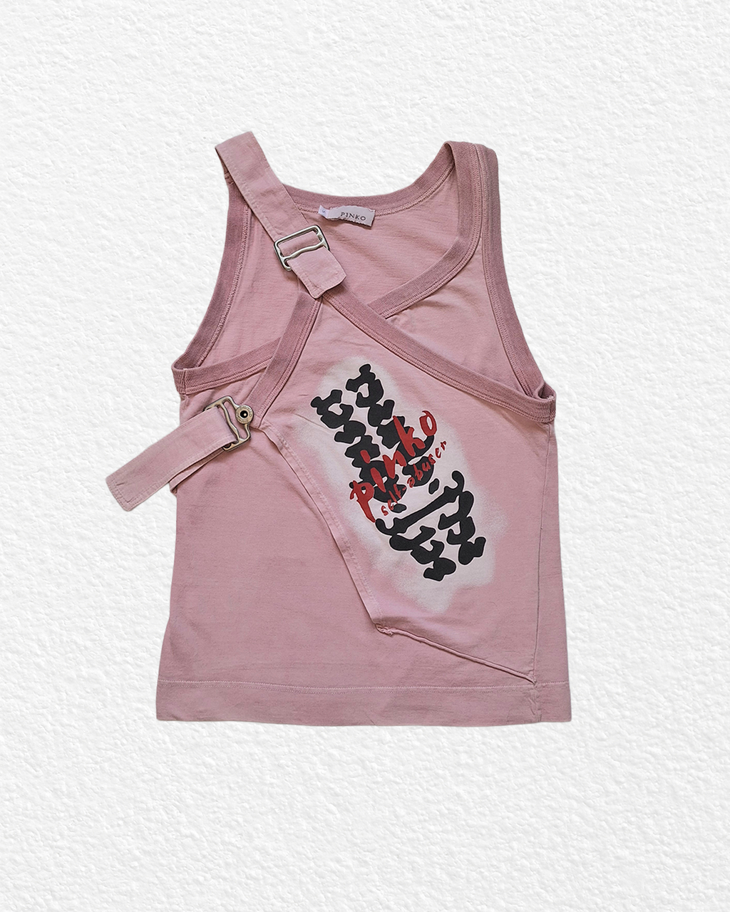MADE IN ITALY Pinko blush pink graphic tank top — S