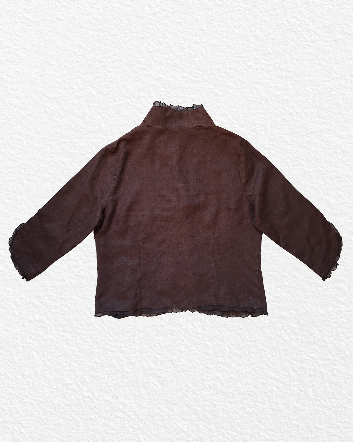Brown Oriental-style Linen Shirt - M, L