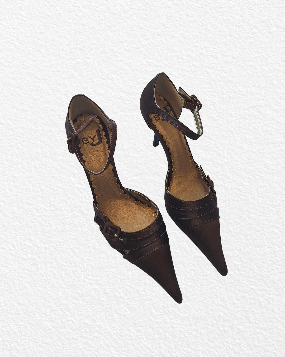 Vintage Brown Satin Heels