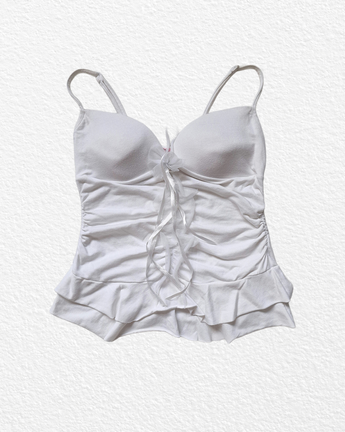 Y2K White Top With Suspenders - S