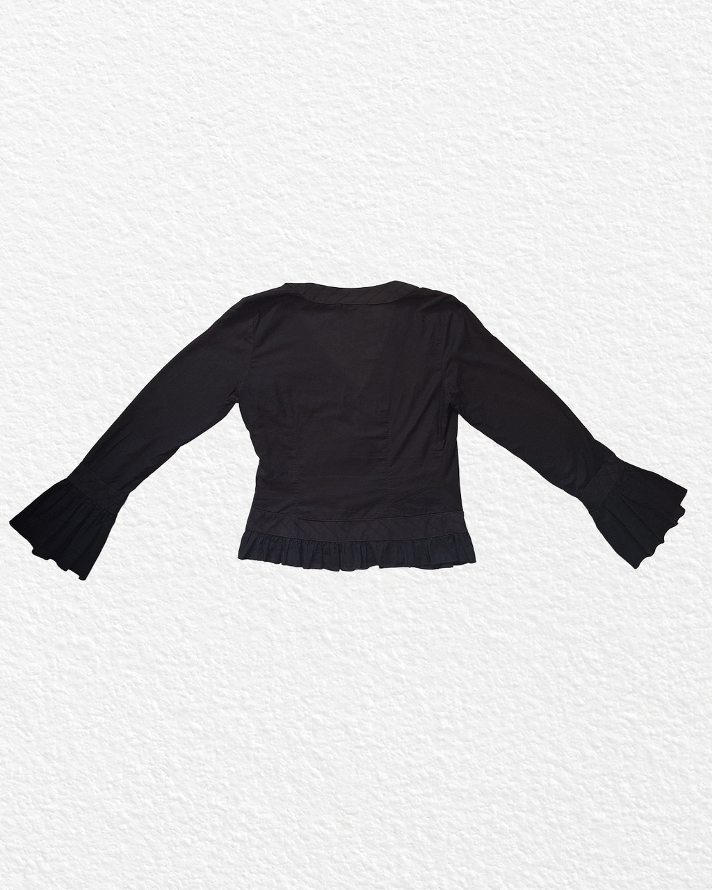 RARE Japanese-style Black Wrap Shirt - S