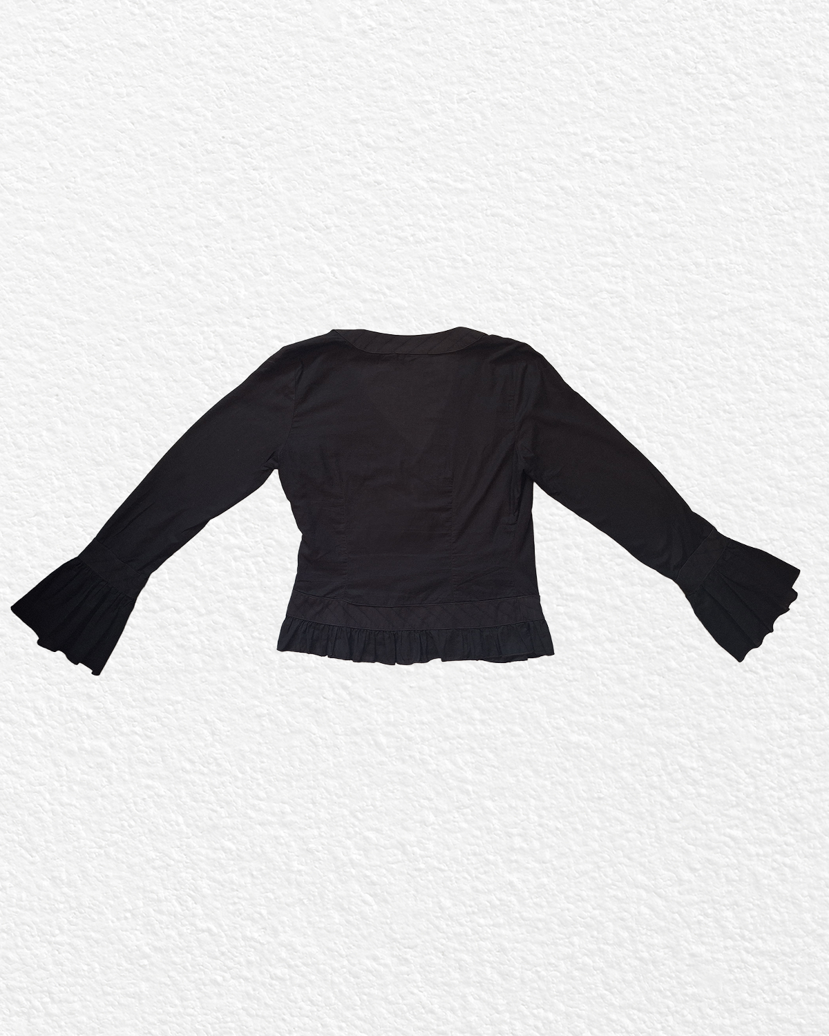 RARE Japanese-style Black Wrap Shirt - S