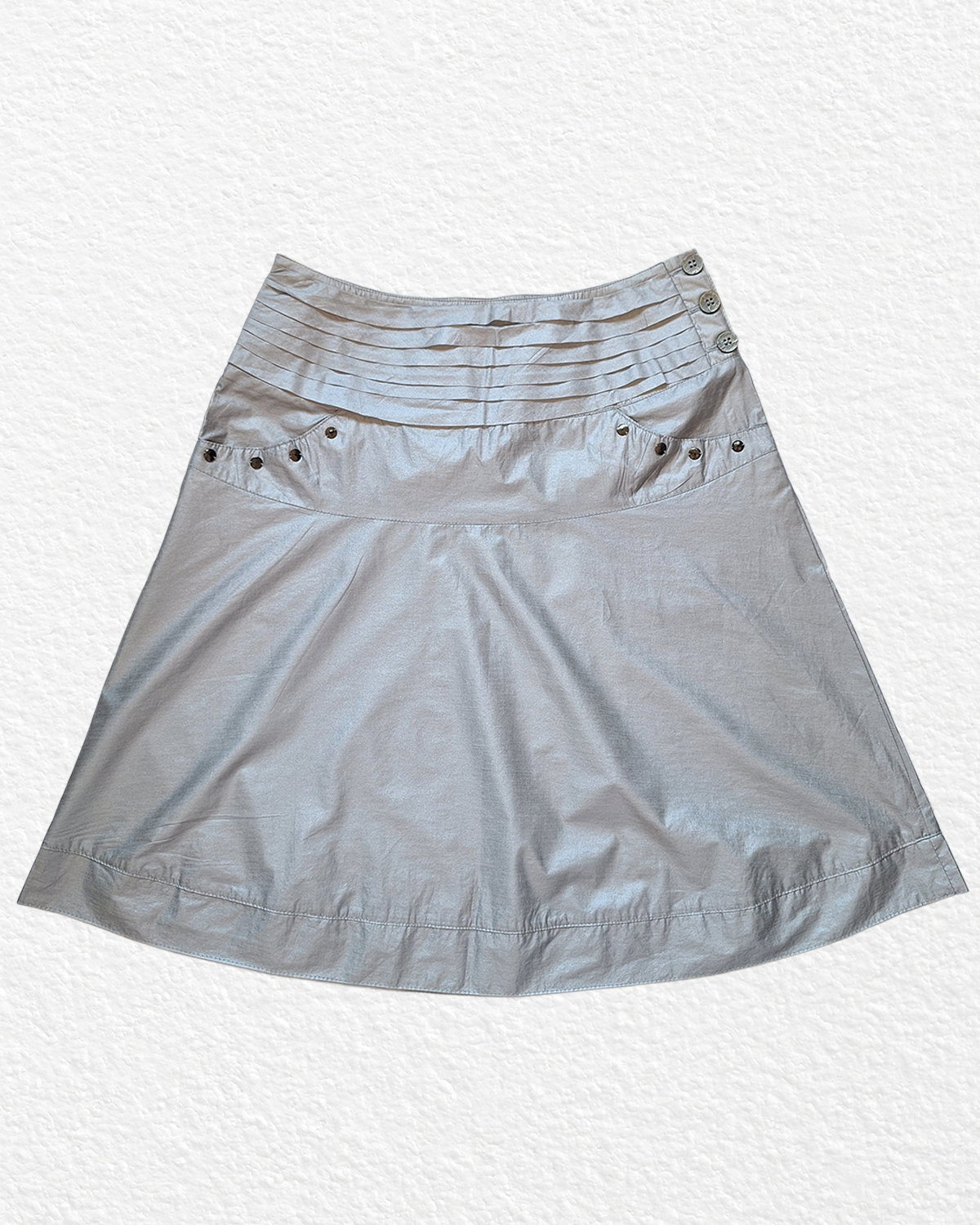 Silver grey A-line midi skirt - M/L