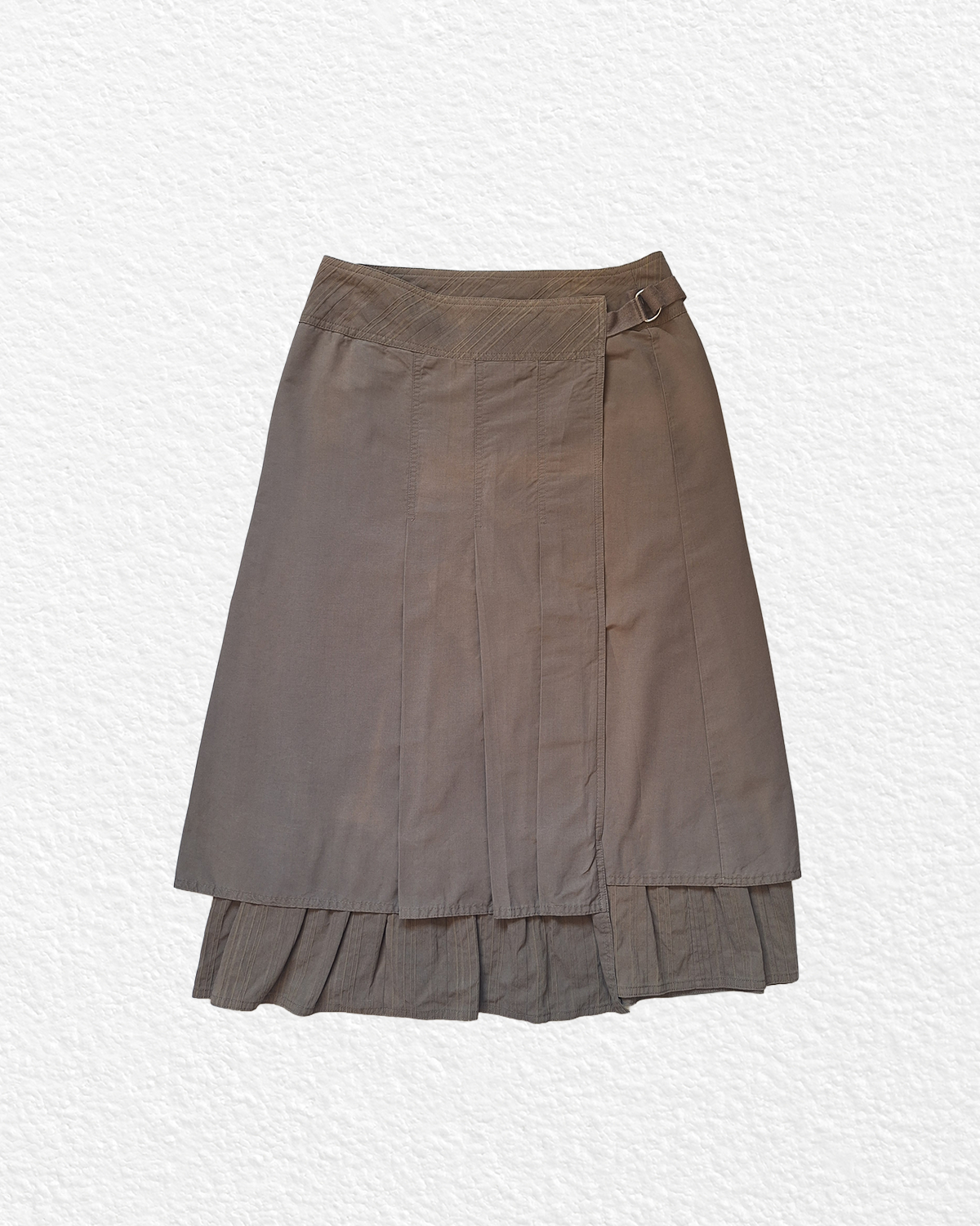 Japanese acid-washed khaki skirt - M