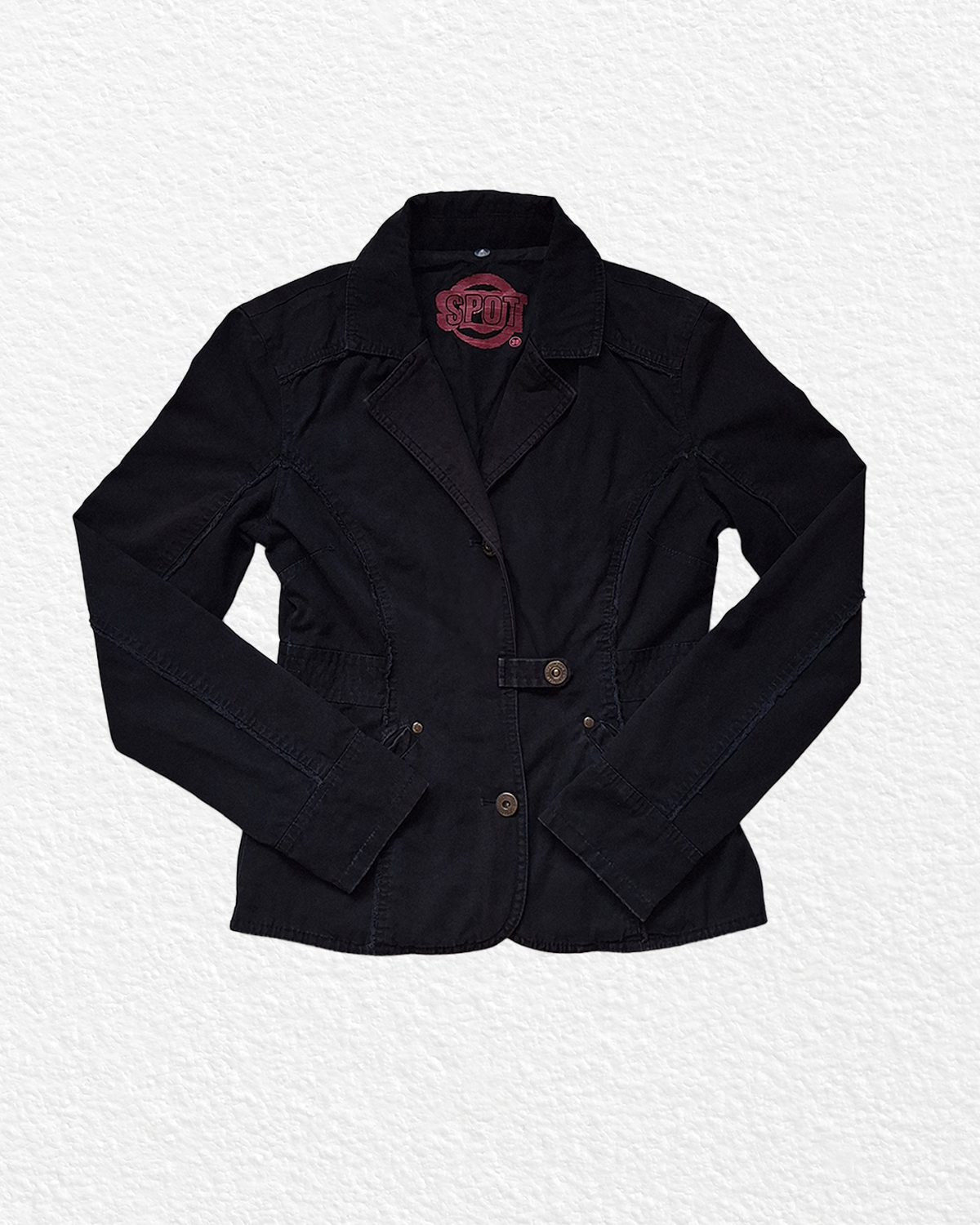 Black Denim Jacket With Special Closure - S