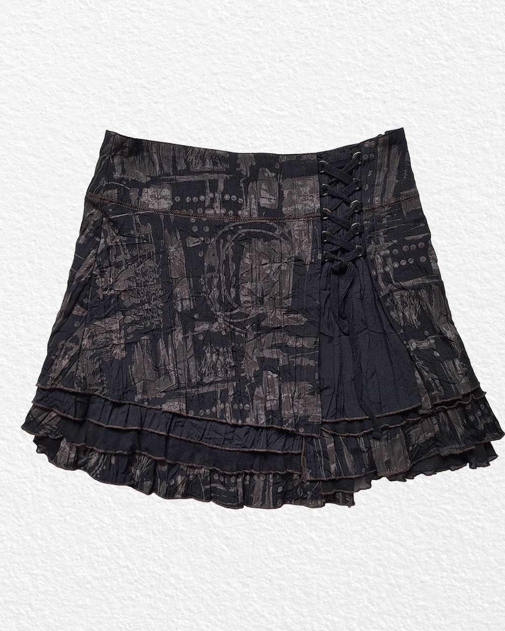 Oriental Brown and Black Skirt - M