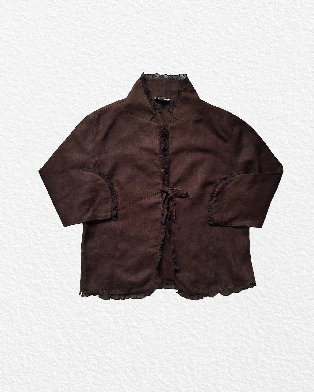 Brown Oriental-style Linen Shirt - M, L
