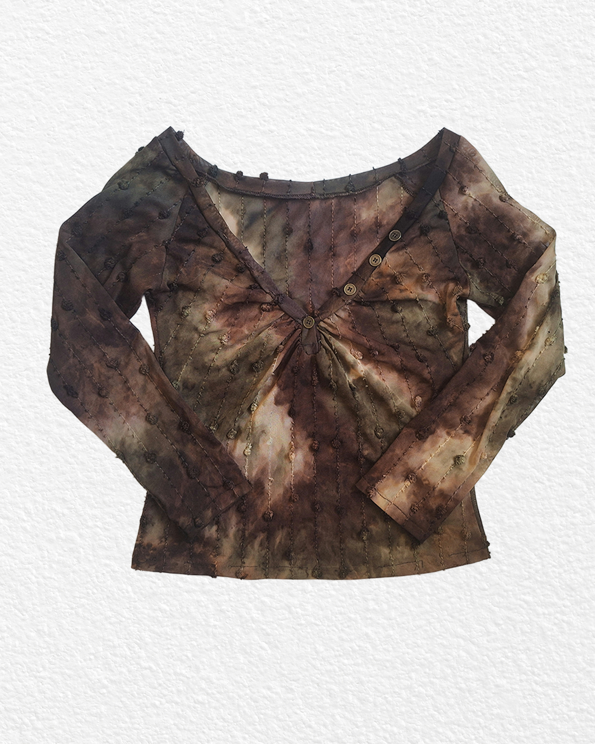 RARE Green and Brown Sheer T-shirt with Details - M,L